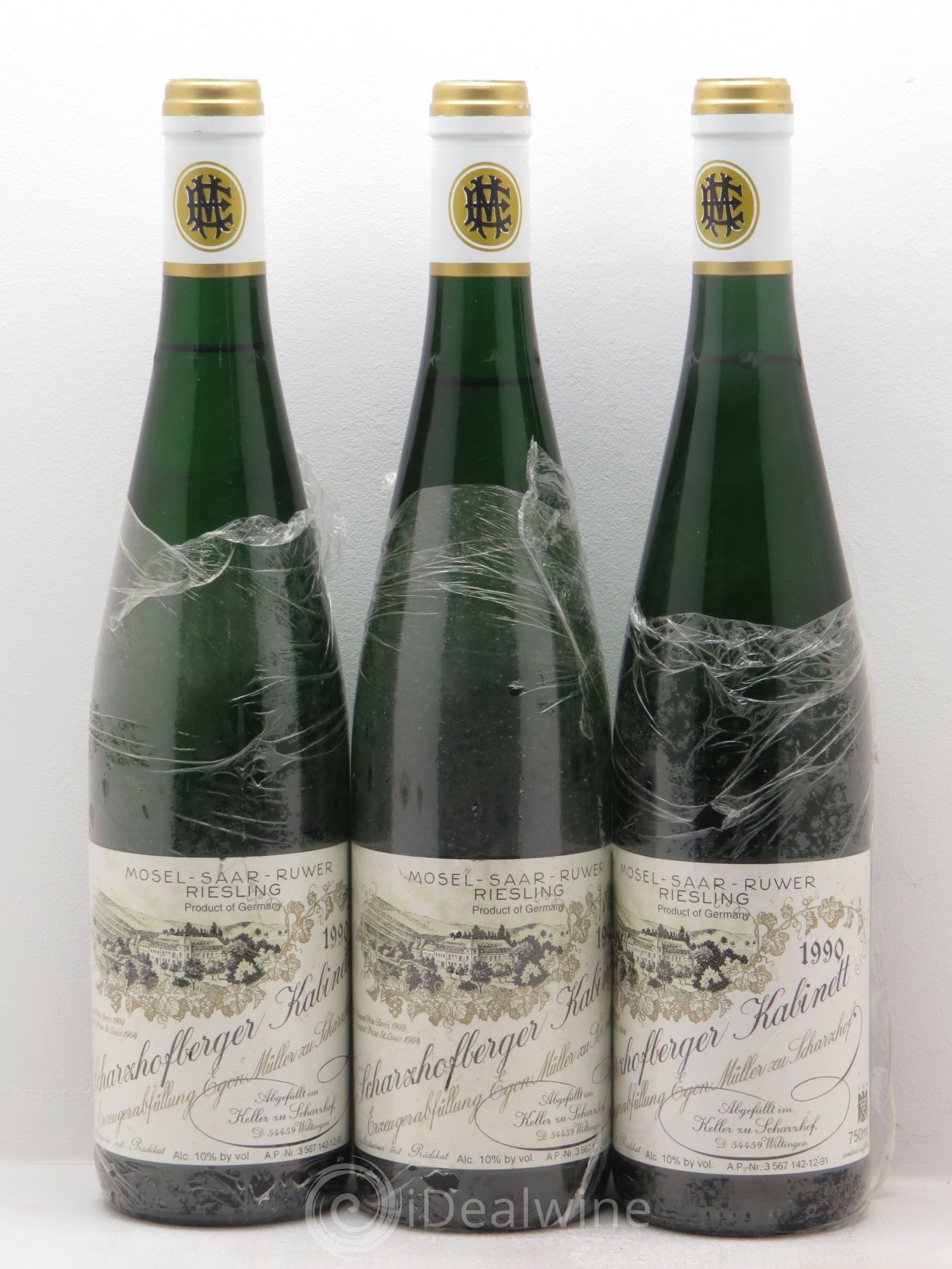 Riesling Scharzhofberger Kabinett 1990 - Posten von 3 Flaschen - 0