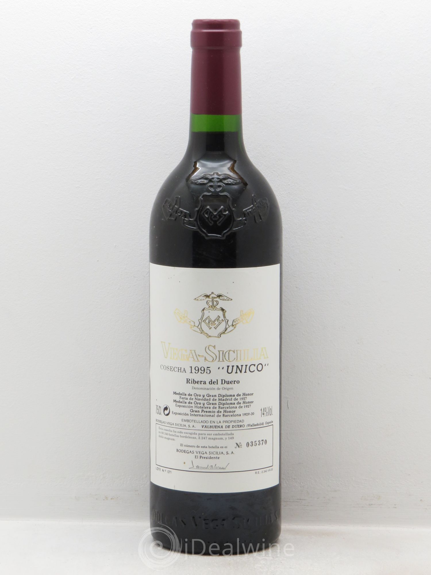 Ribera Del Duero DO Vega Sicilia Unico Famille Alvarez 1995 - Lot de 1 bouteille - 0