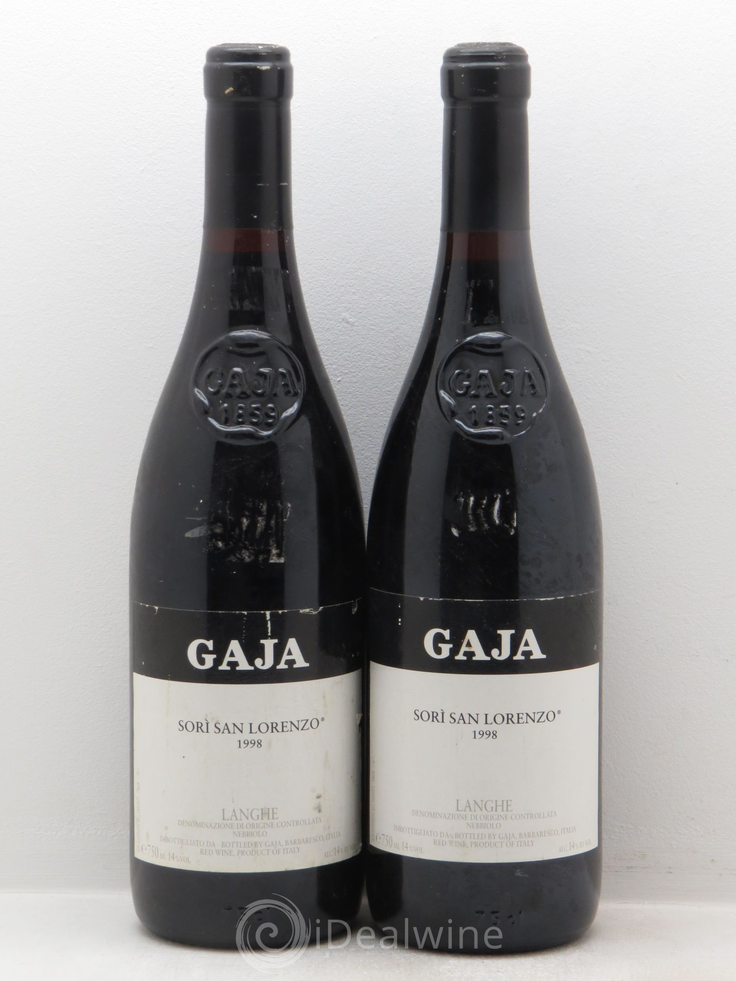 Langhe DOC Sori San Lorenzo Angelo Gaja 1998 - Lot de 2 bouteilles - 0