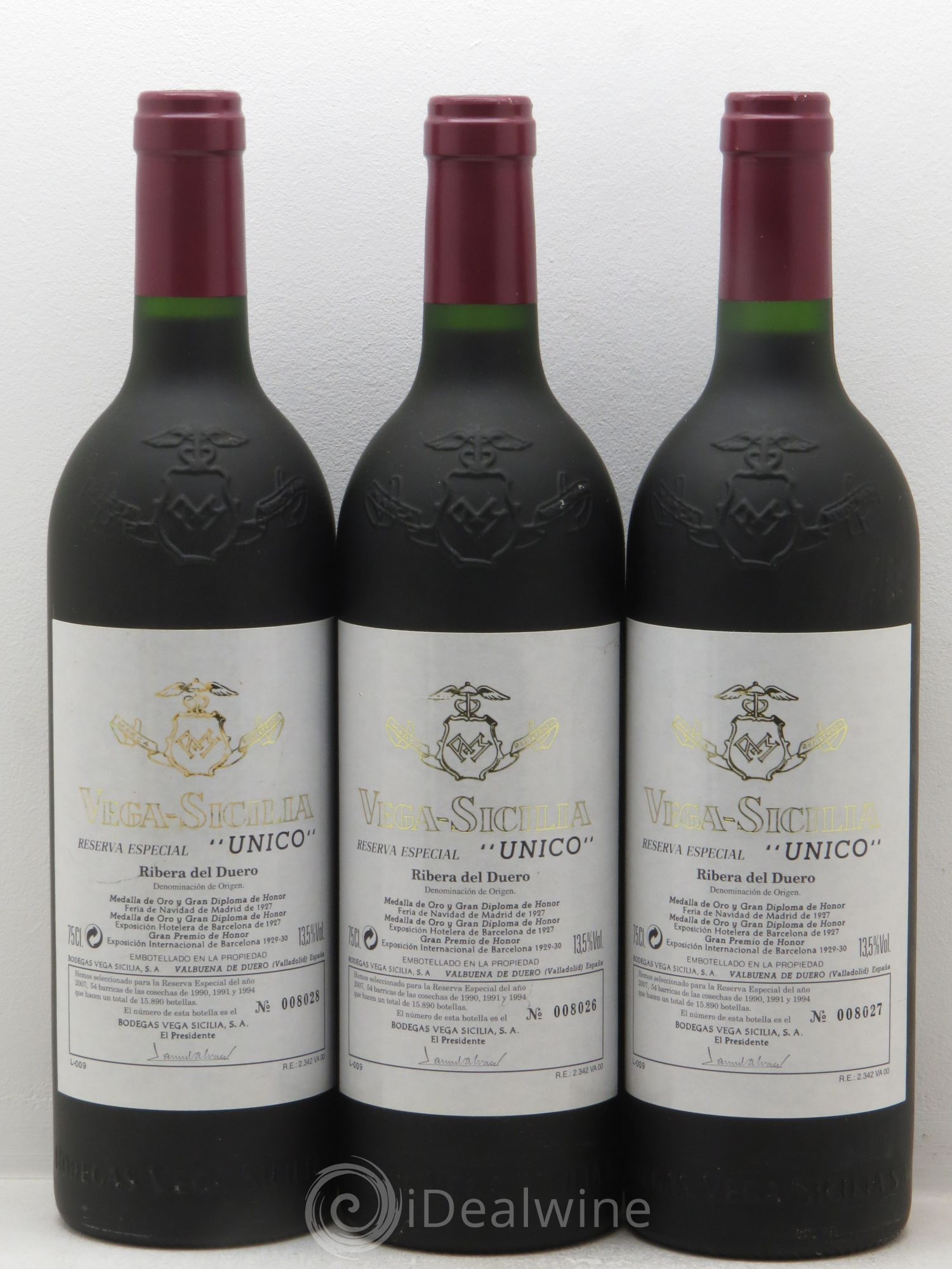 Ribera Del Duero Vega Sicilia Unico Reserva Especial Famille Alvarez 1990-1991-1994 - Lot de 3 bouteilles - 0
