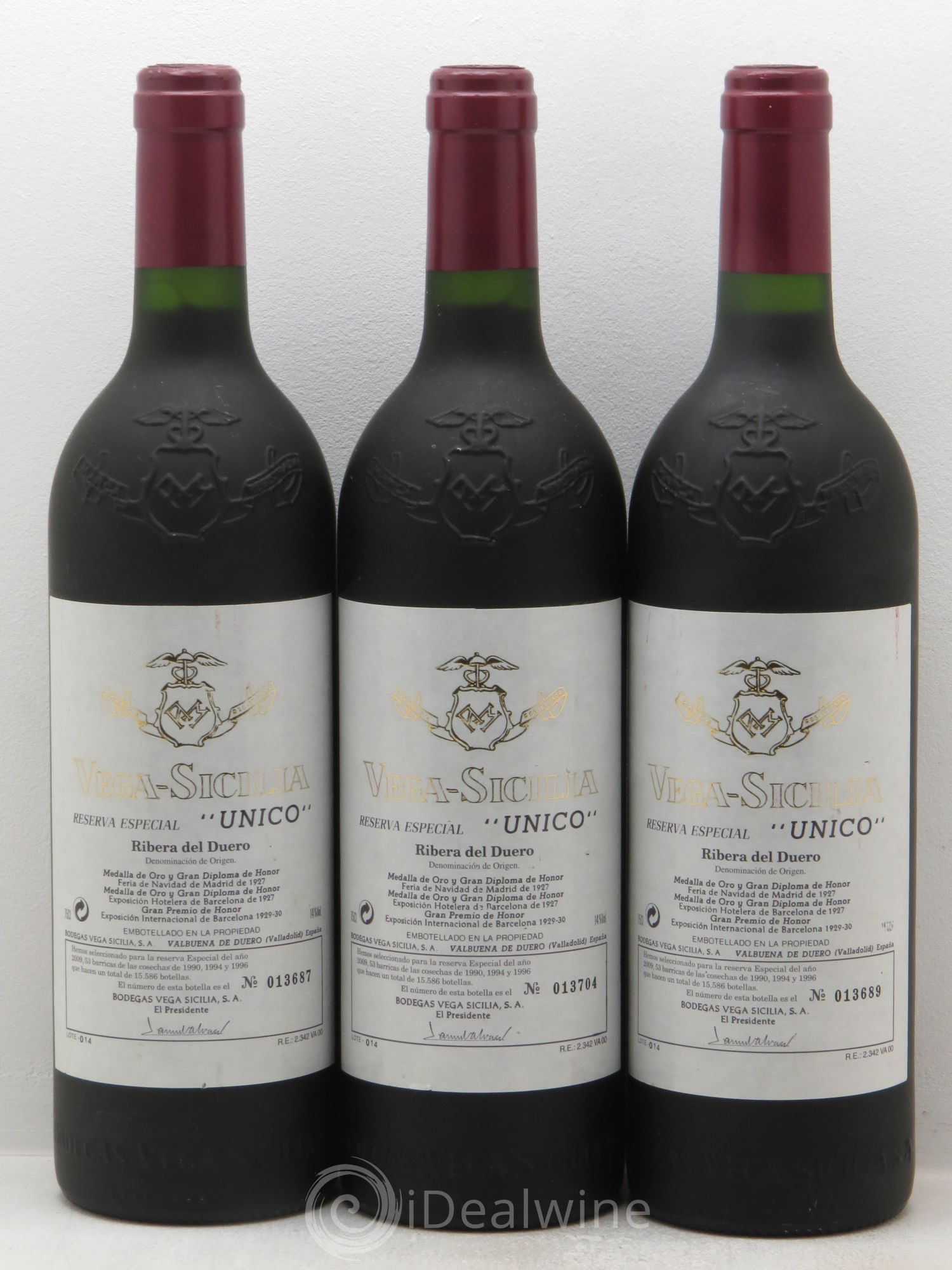 Ribera Del Duero Vega Sicilia Unico Reserva Especial Famille Alvarez 1990-1994-1996 - Lot de 3 bouteilles - 0