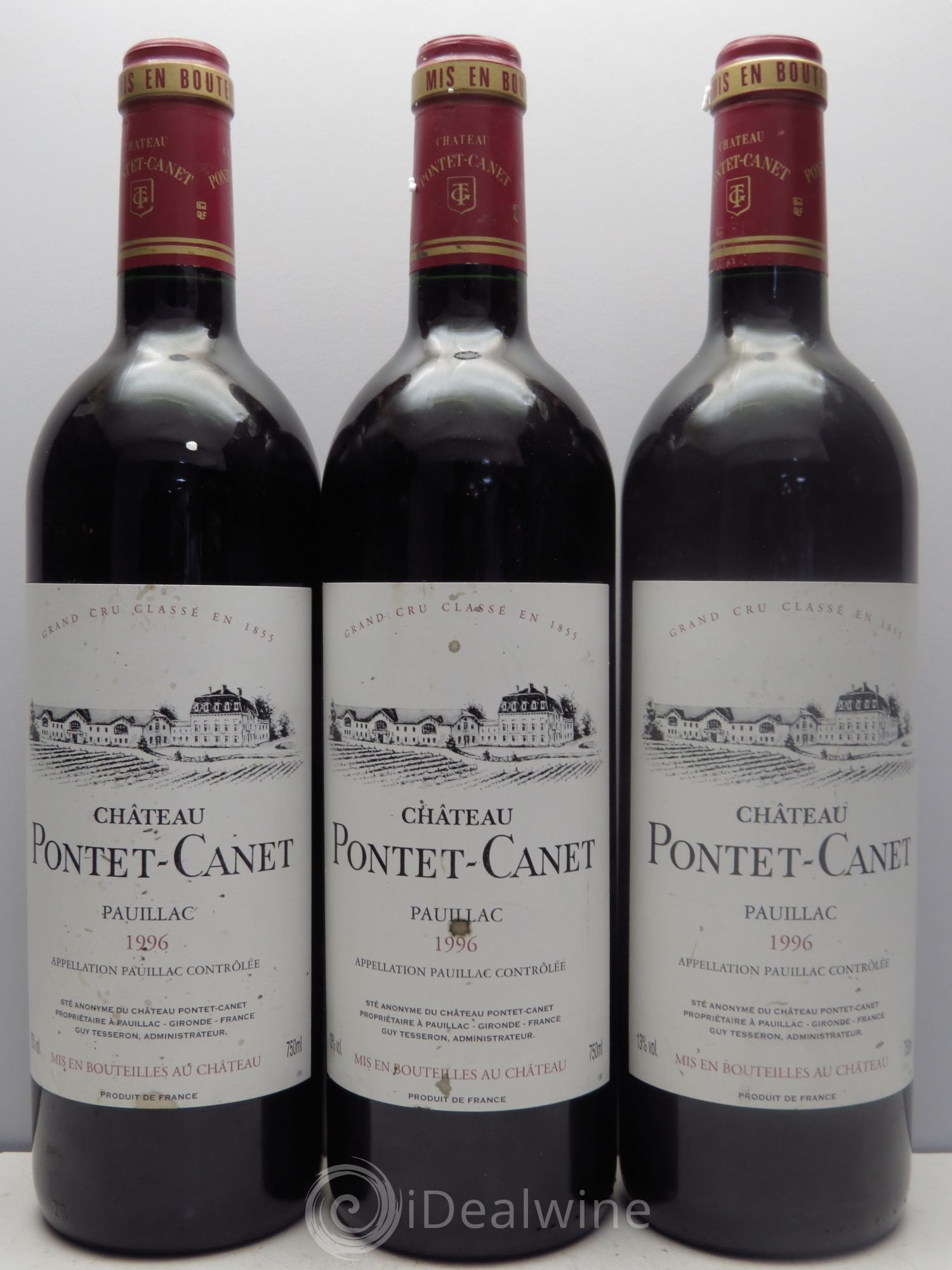 Château Pontet Canet 5ème Grand Cru Classé 1996 - Lot de 3 bouteilles - 0