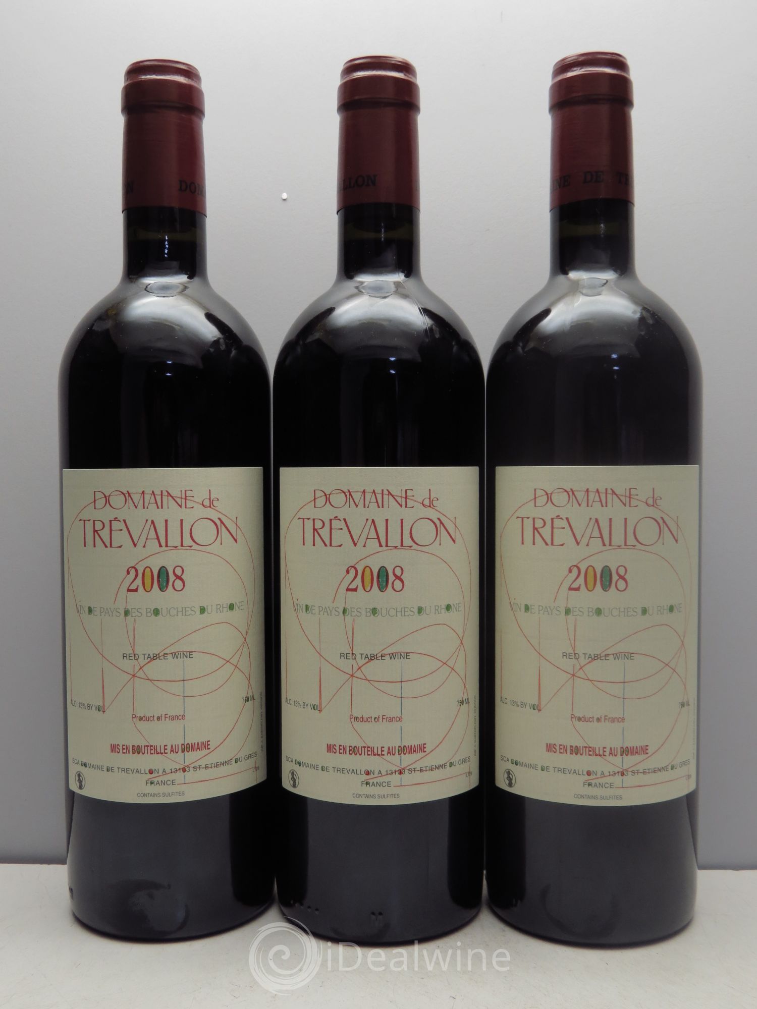 VDP Bouches du Rhône Trévallon (Domaine de) Eloi Dürrbach 2008 - Lot de 3 bouteilles - 0