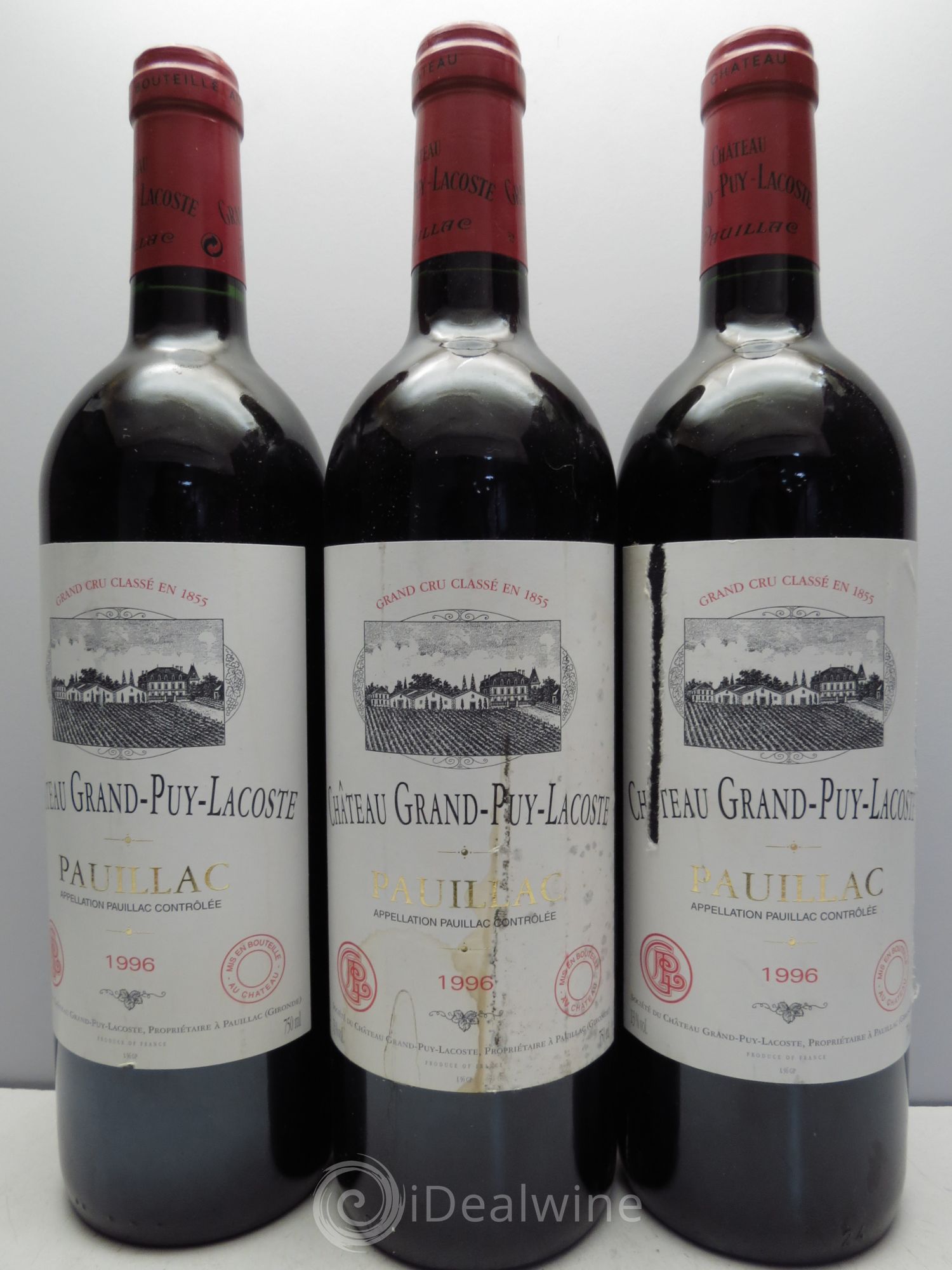 Château Grand Puy Lacoste 5ème Grand Cru Classé 1996 - Lot de 3 bouteilles - 0