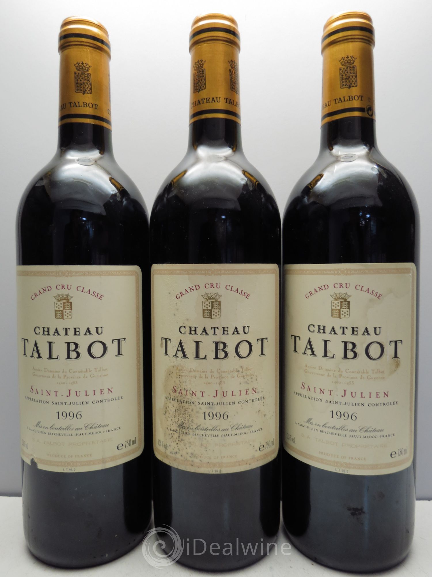 Château Talbot 4ème Grand Cru Classé 1996 - Lot de 3 bouteilles - 0