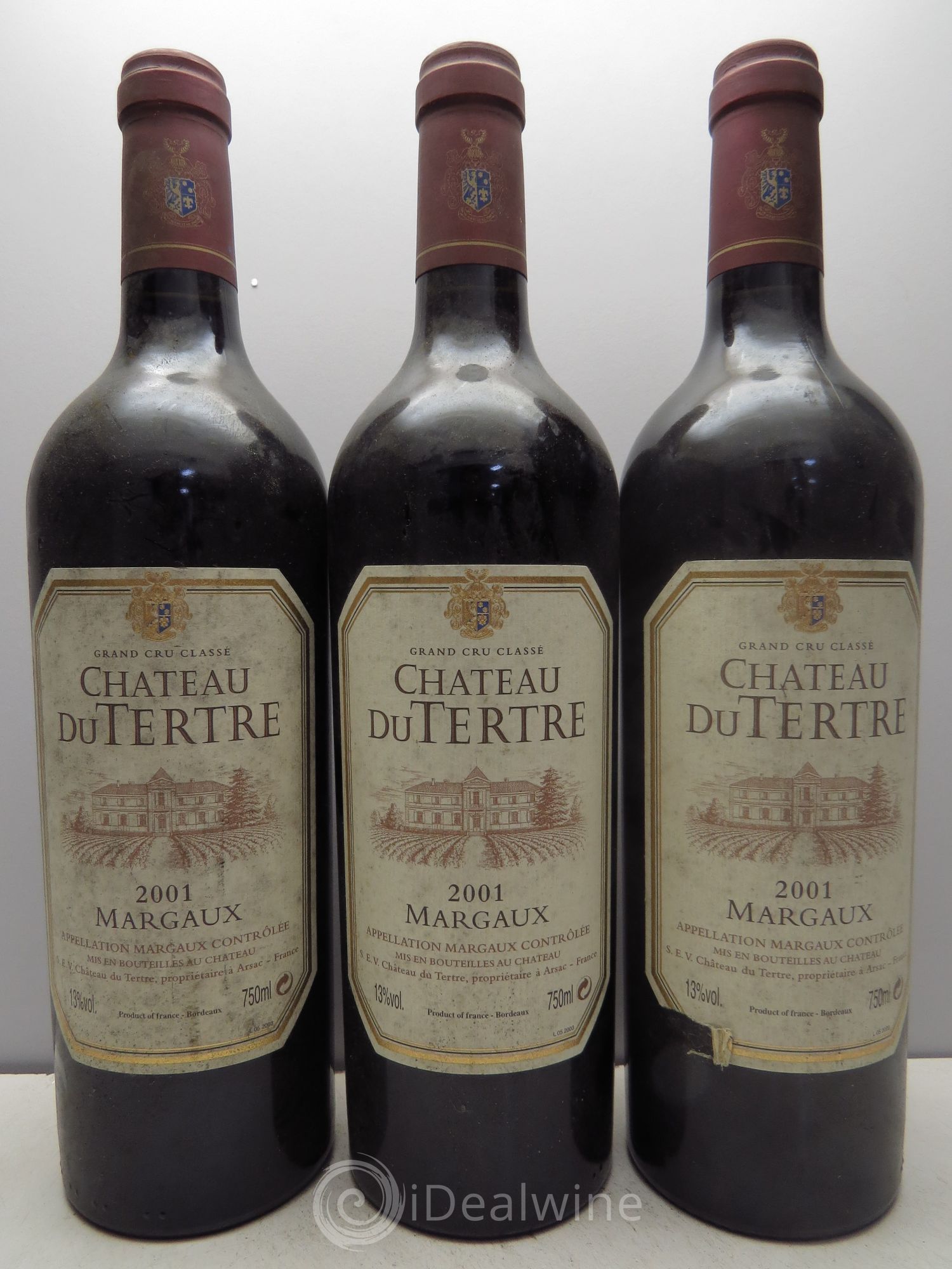 Château du Tertre 5ème Grand Cru Classé 2001 - Lot de 3 bouteilles - 0