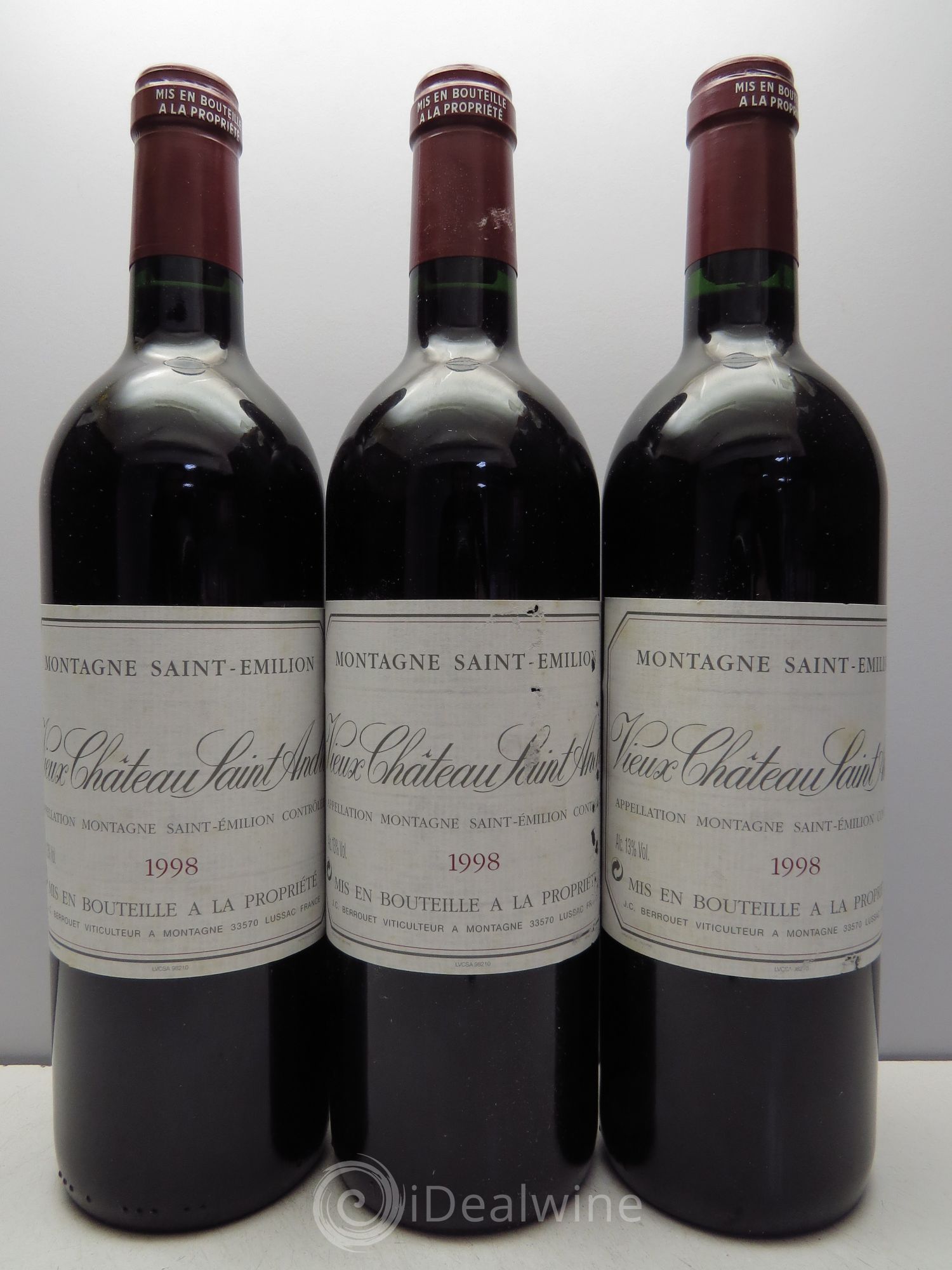 Montagne Saint-Émilion Vieux Château Saint André 1998 - Posten von 3 Flaschen - 0