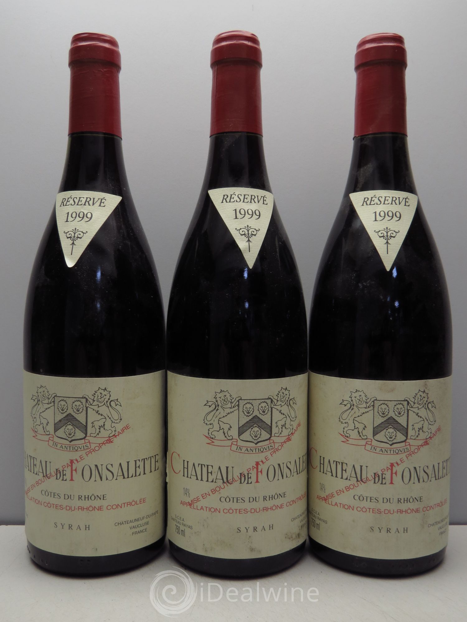 Côtes-du-Rhône Cuvée Syrah Château de Fonsalette 1999 - Lot de 3 bouteilles - 0