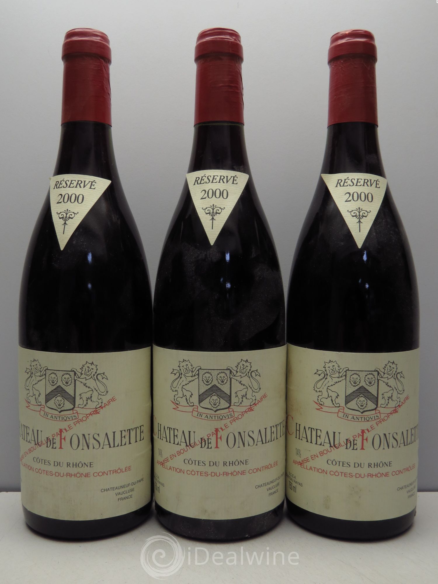 Côtes-du-Rhône Château de Fonsalette Emmanuel Reynaud 2000 - Lot de 3 bouteilles - 0