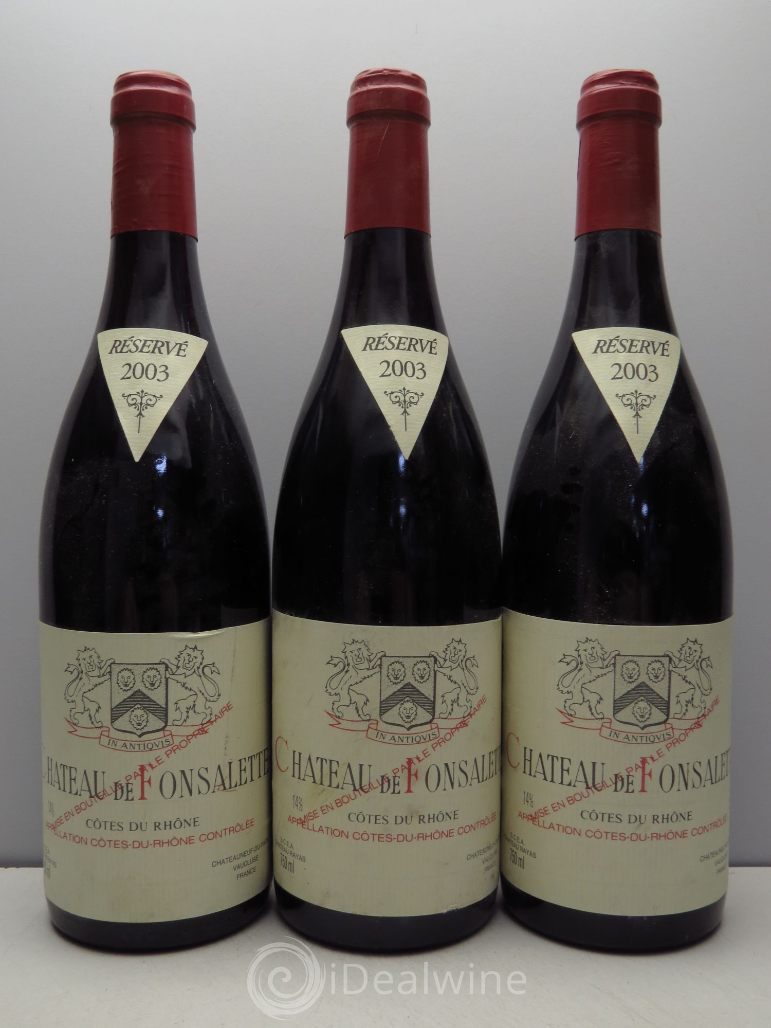 Côtes-du-Rhône Cuvée Syrah Château de Fonsalette 2003 - Lot de 3 bouteilles - 0