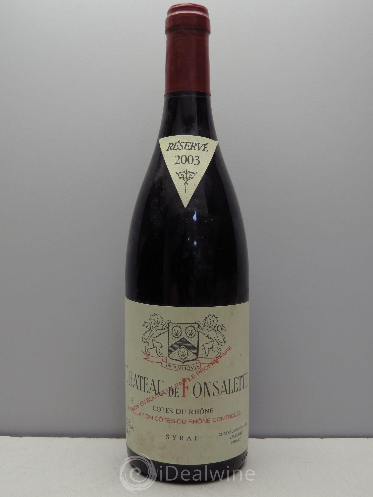 Côtes-du-Rhône Cuvée Syrah Château de Fonsalette 2003 - Lot de 1 bouteille - 0