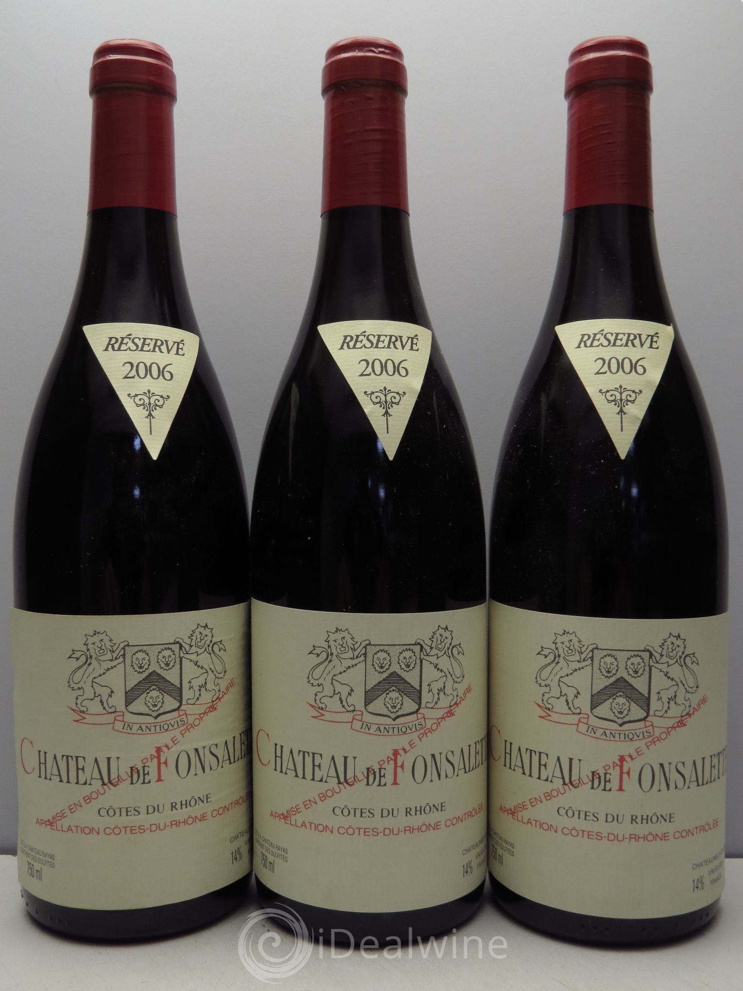 Côtes-du-Rhône Château de Fonsalette Emmanuel Reynaud 2006 - Lot de 3 bouteilles - 0