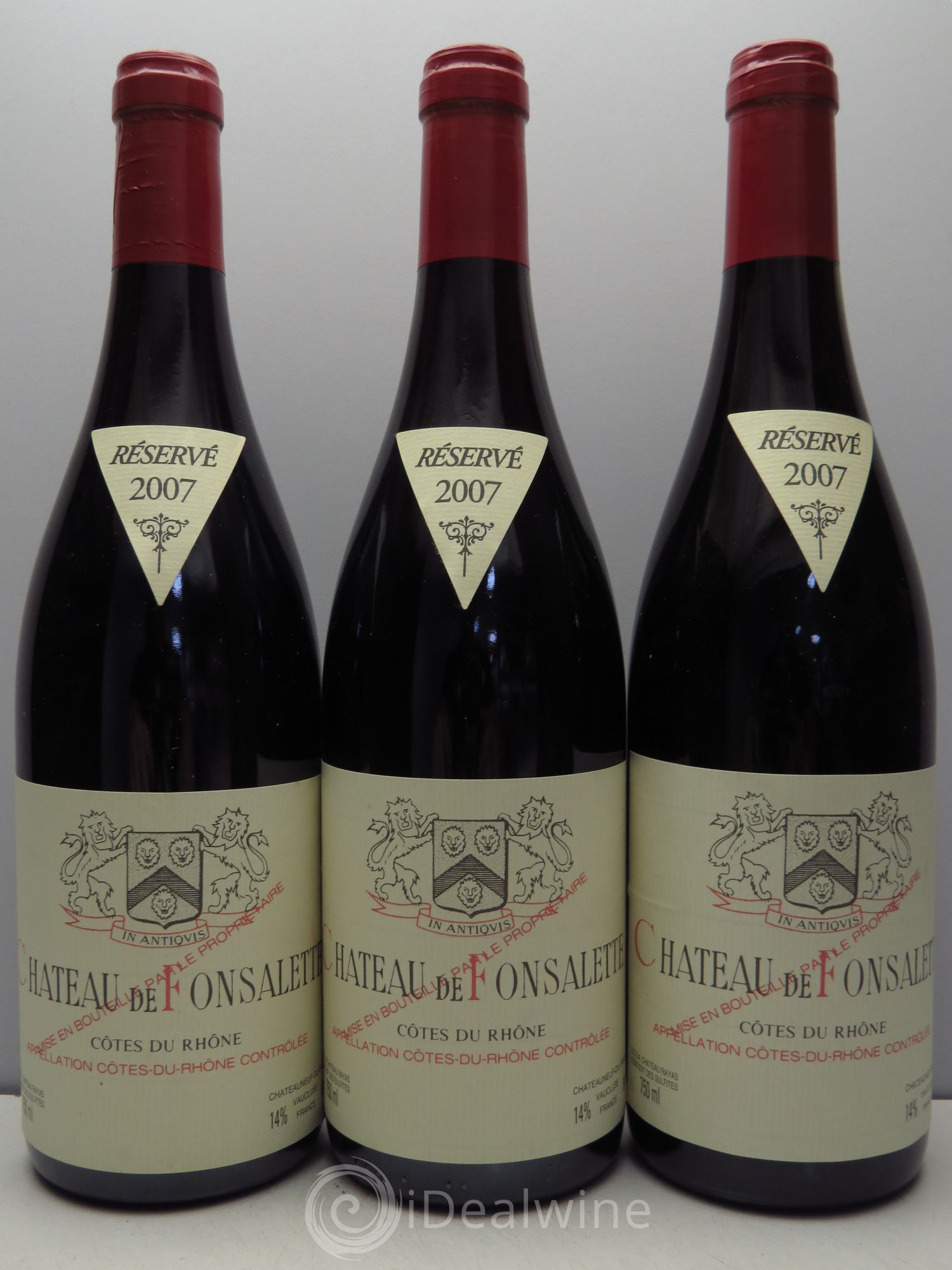 Côtes-du-Rhône Château de Fonsalette Emmanuel Reynaud 2007 - Lot de 3 bouteilles - 0