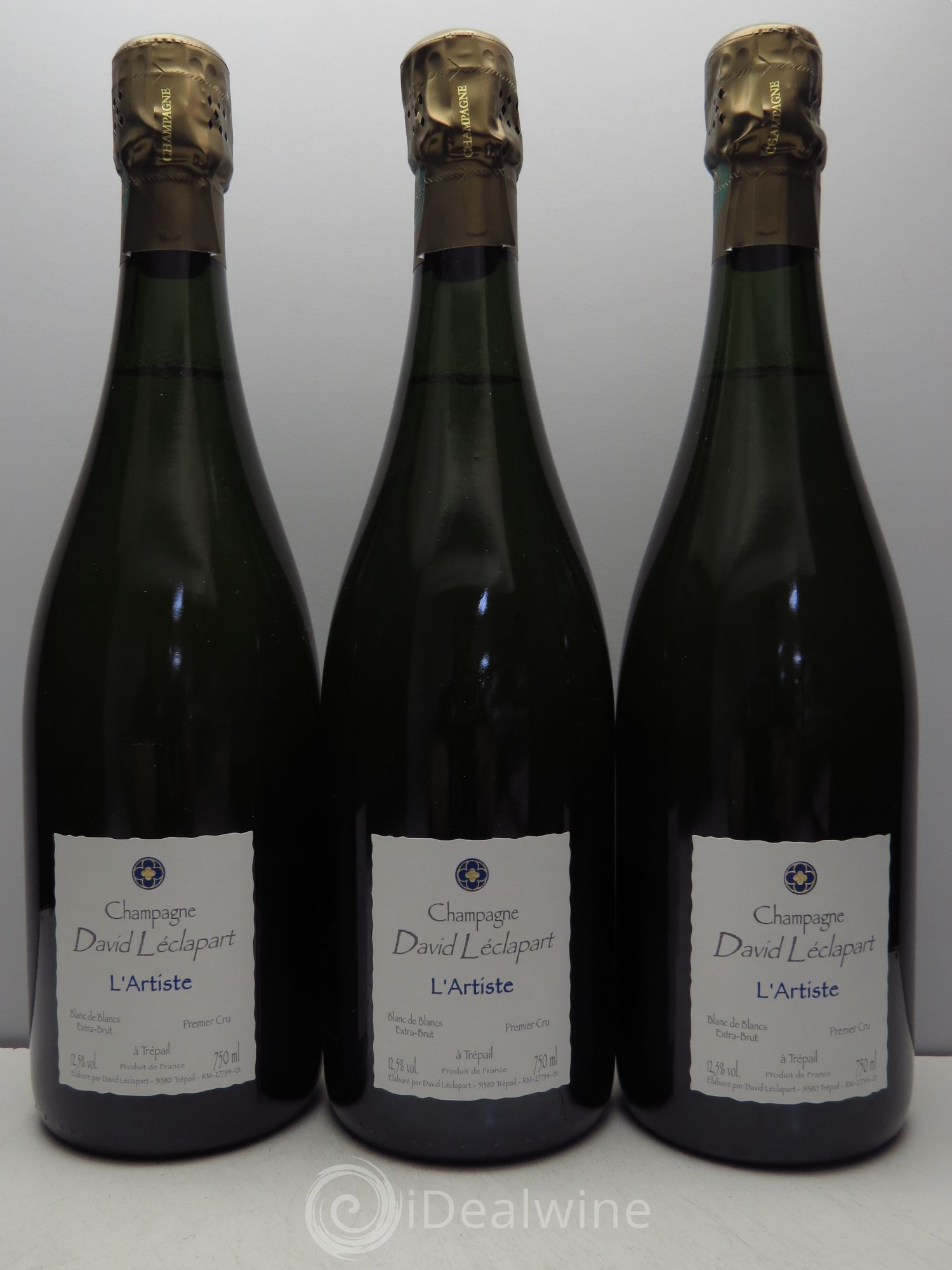 Champagne David Léclaprt 1er Cru l'Artiste - Lot of 3 bottles - 0