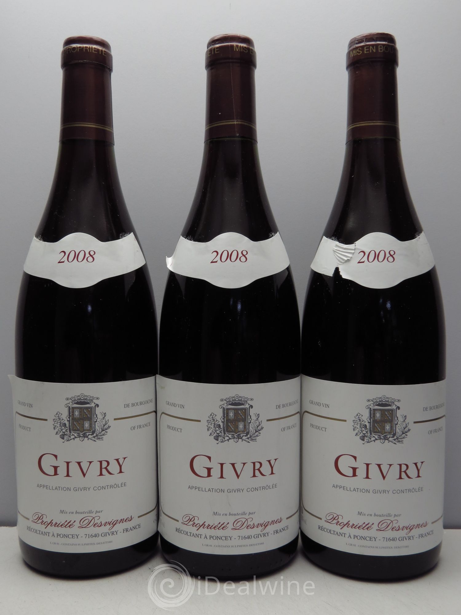 Givry Desvignes (sans prix de réserve / no reserve) 2008 - Posten von 3 Flaschen - 0