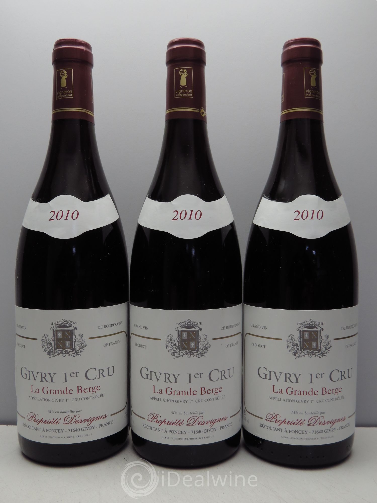 Givry 1er Cru la Grande Berge Desvignes (sans prix de réserve / no reserve) 2010 - Posten von 3 Flaschen - 0