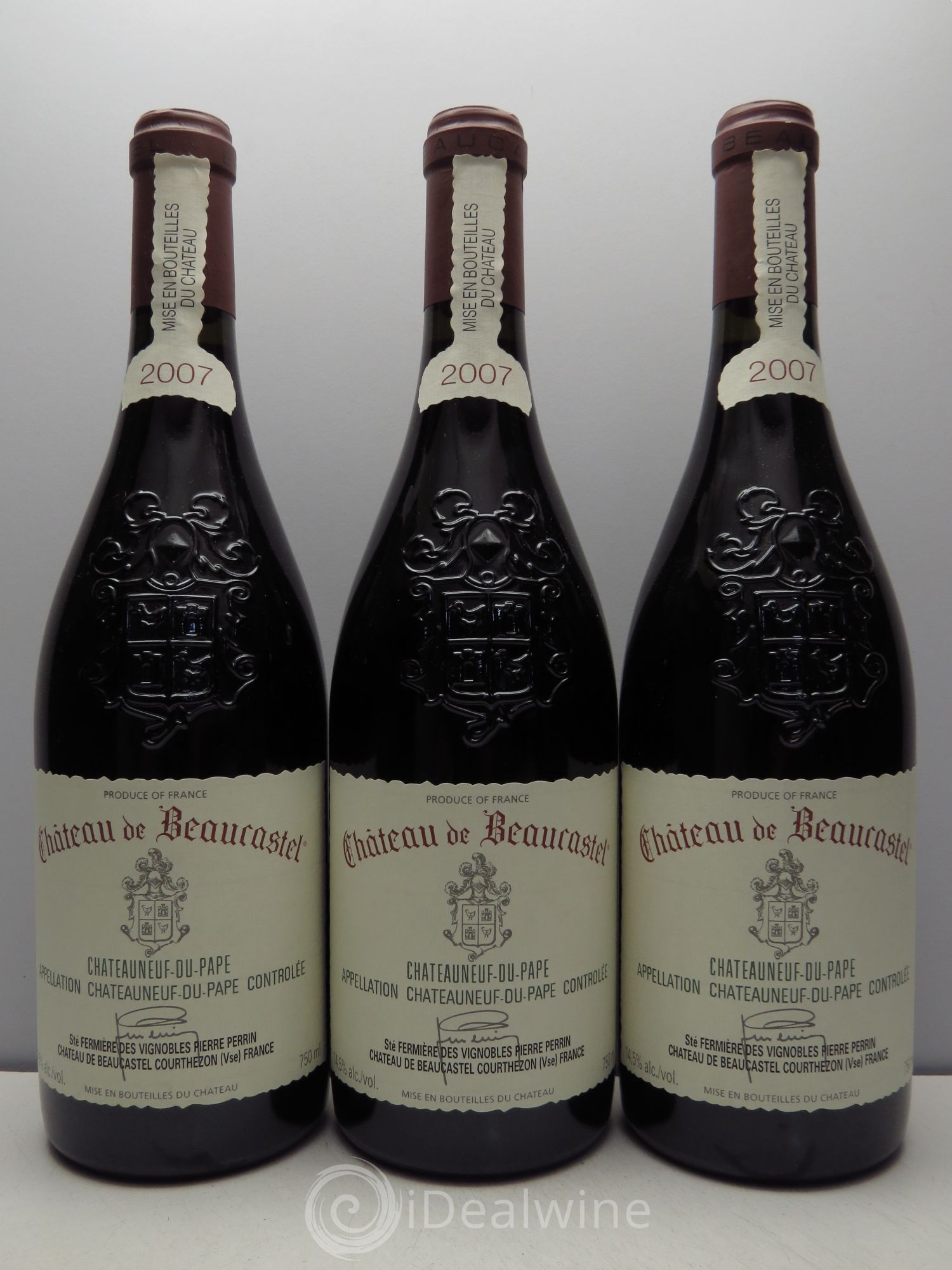 Châteauneuf-du-Pape Château de Beaucastel Famille Perrin 2007 - Lot de 3 bouteilles - 0