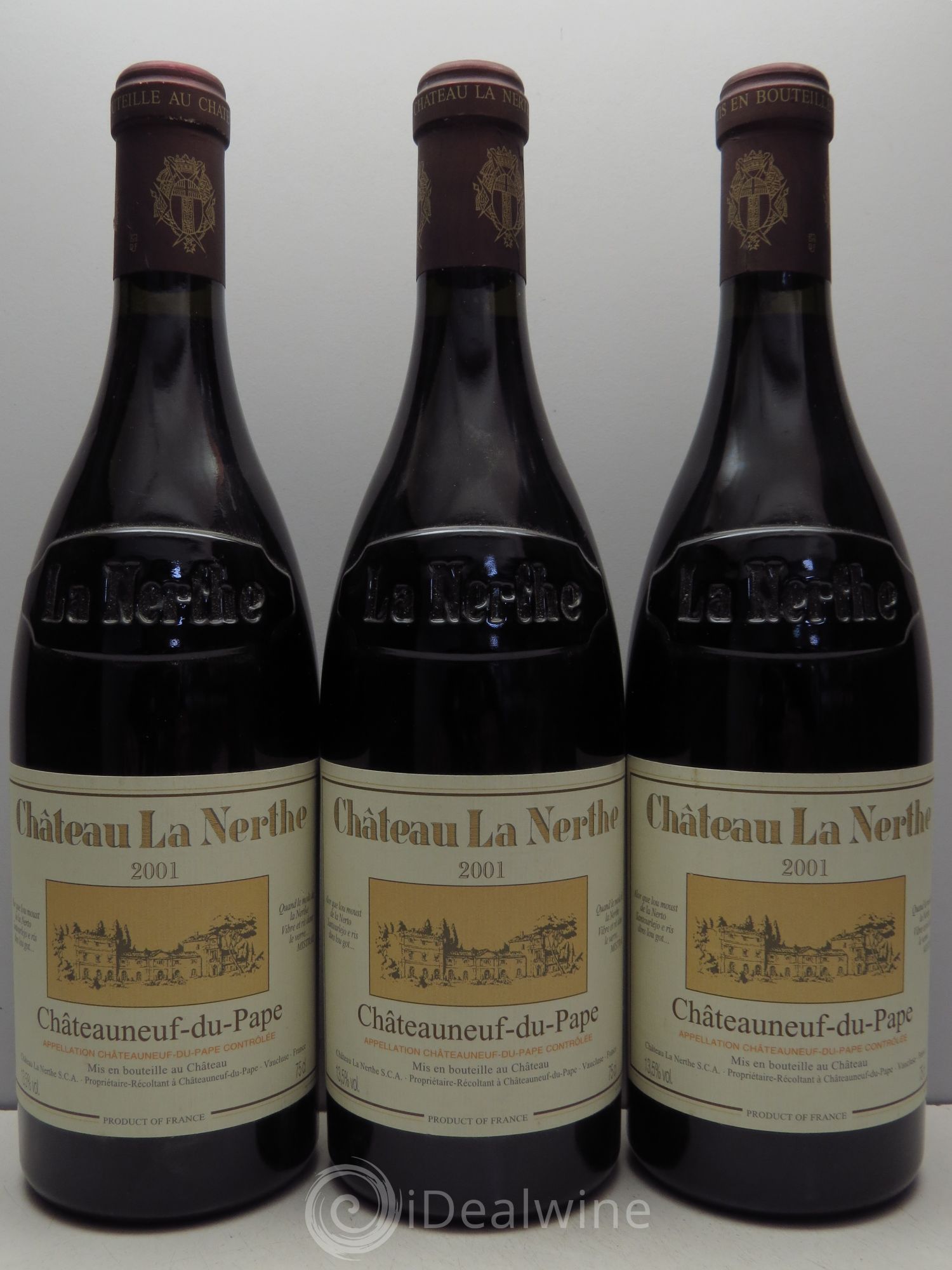 Châteauneuf-du-Pape Château la Nerthe Famille Richard (sans prix de réserve) 2001 - Lot de 3 bouteilles - 0