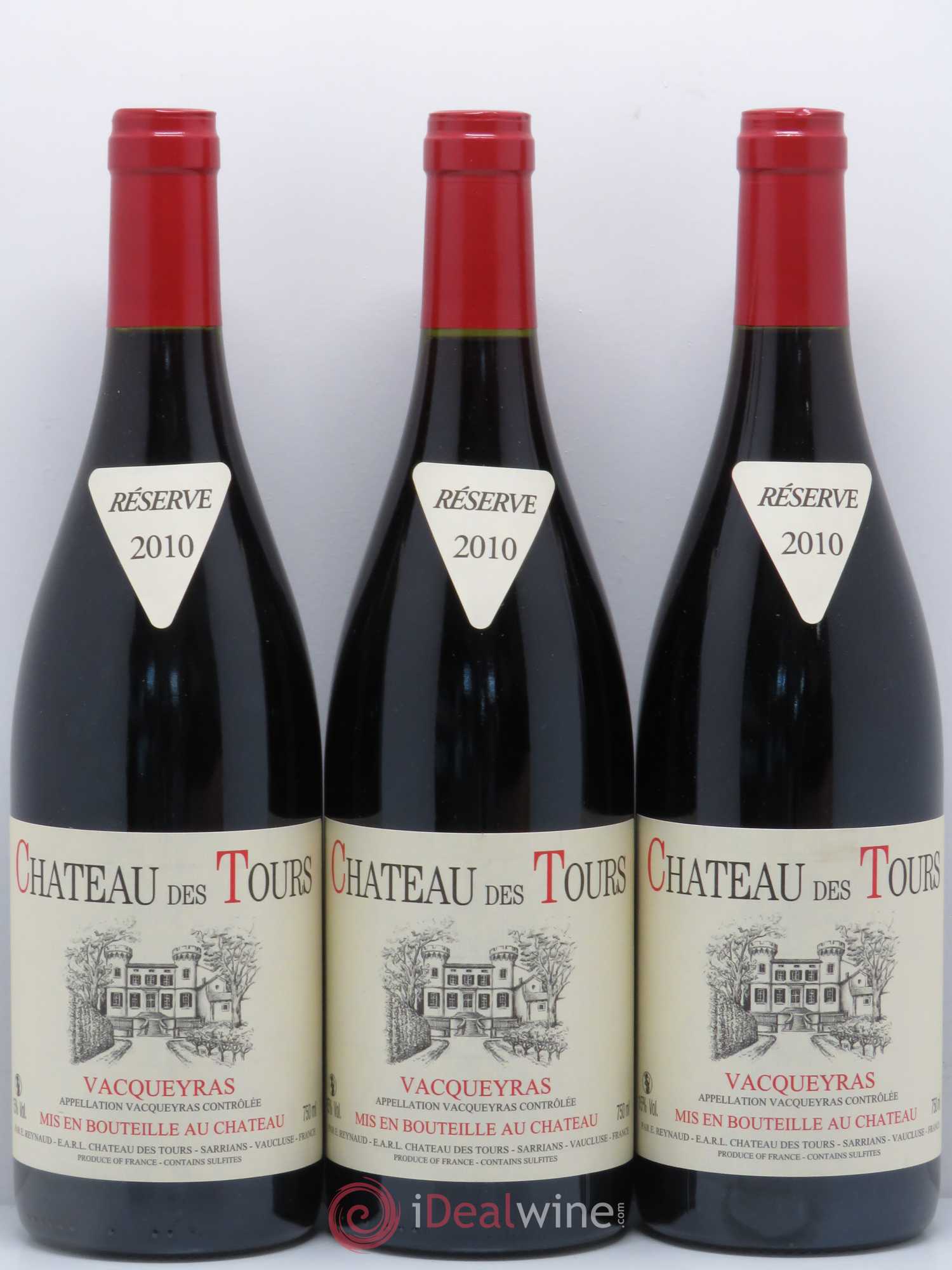 Vacqueyras Château des Tours Emmanuel Reynaud 2010 - Lot de 3 bouteilles - 0