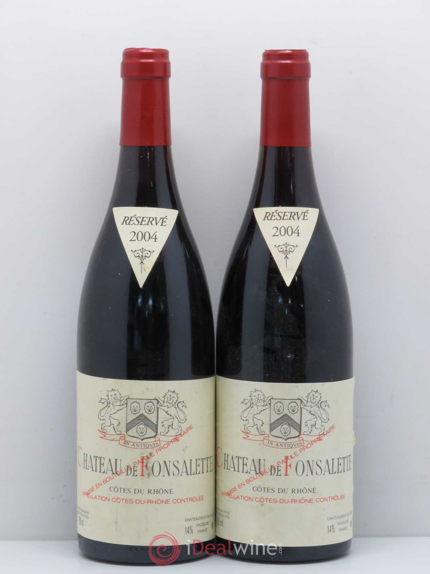 Côtes-du-Rhône Château de Fonsalette Emmanuel Reynaud 2004 - Lot de 2 bouteilles - 0