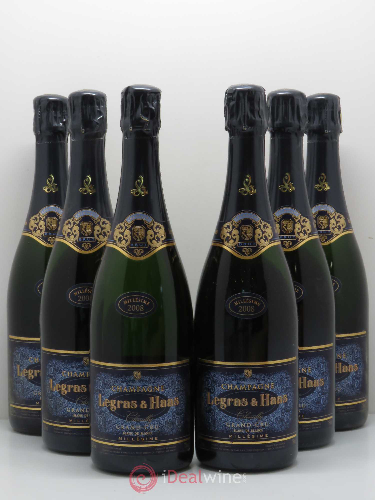 Champagne Legras & Haas Blanc de Blanc Grand Cru 2008 - Posten von 6 Flaschen - 0