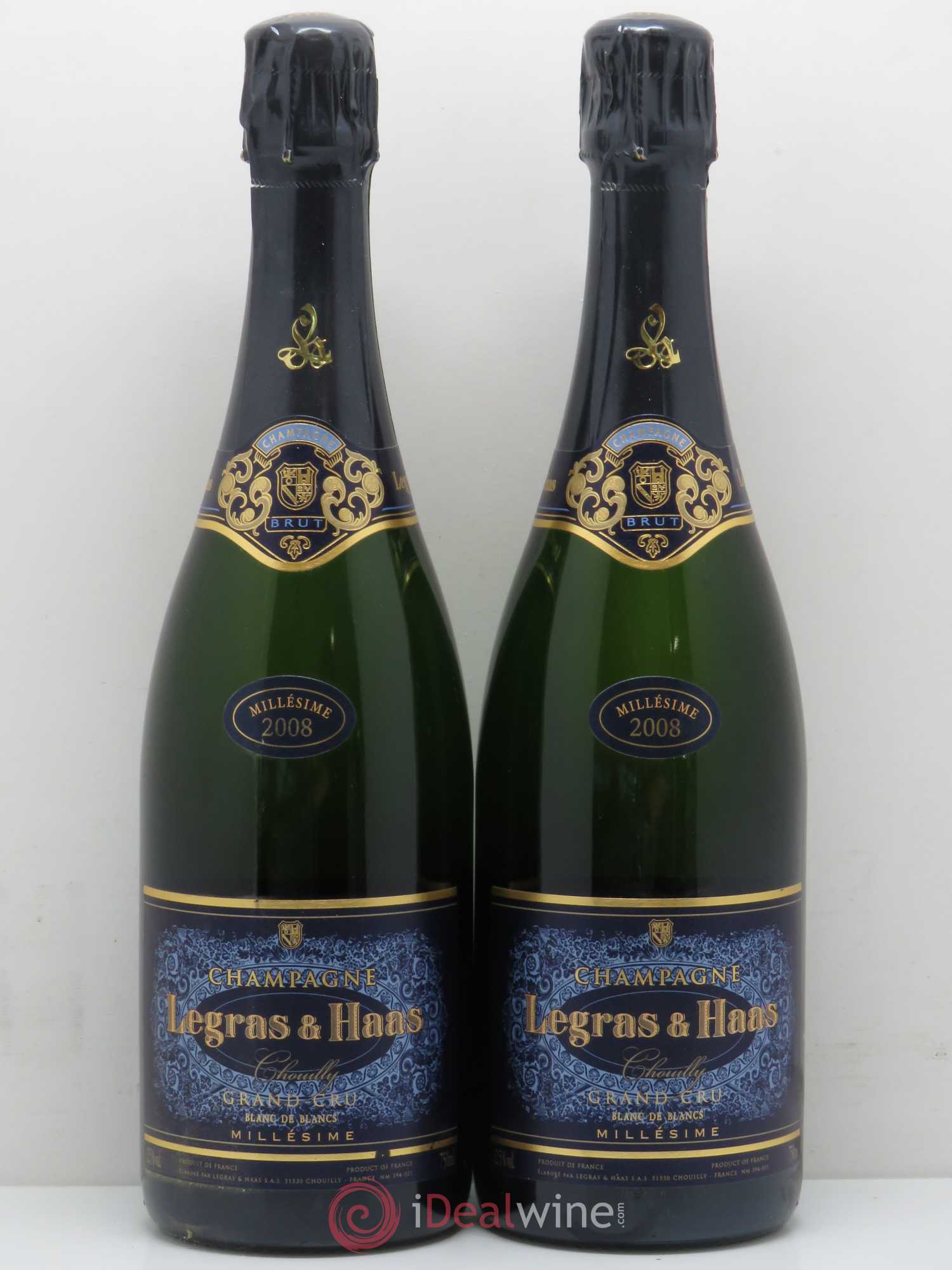 Champagne Legras & Haas Blanc de Blanc Grand Cru 2008 - Posten von 2 Flaschen - 0