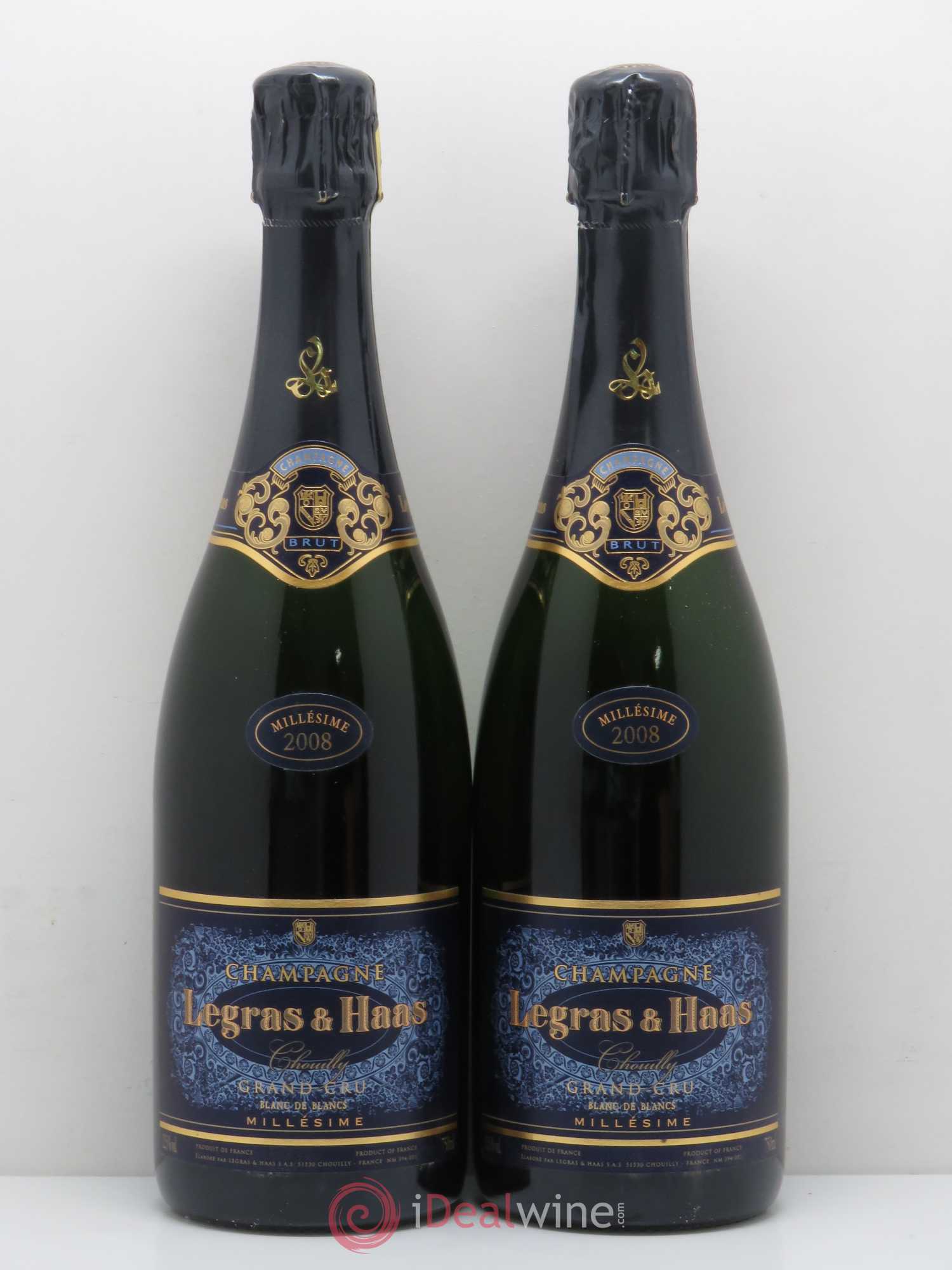 Champagne Legras & Haas Blanc de Blanc Grand Cru 2008 - Posten von 2 Flaschen - 0