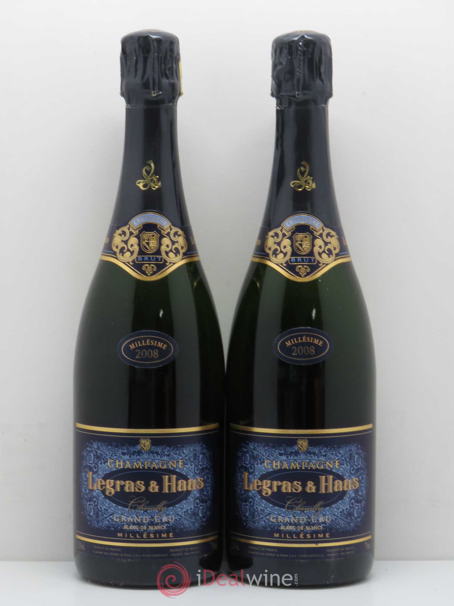 Champagne Legras & Haas Blanc de Blanc Grand Cru 2008 - Posten von 2 Flaschen - 0