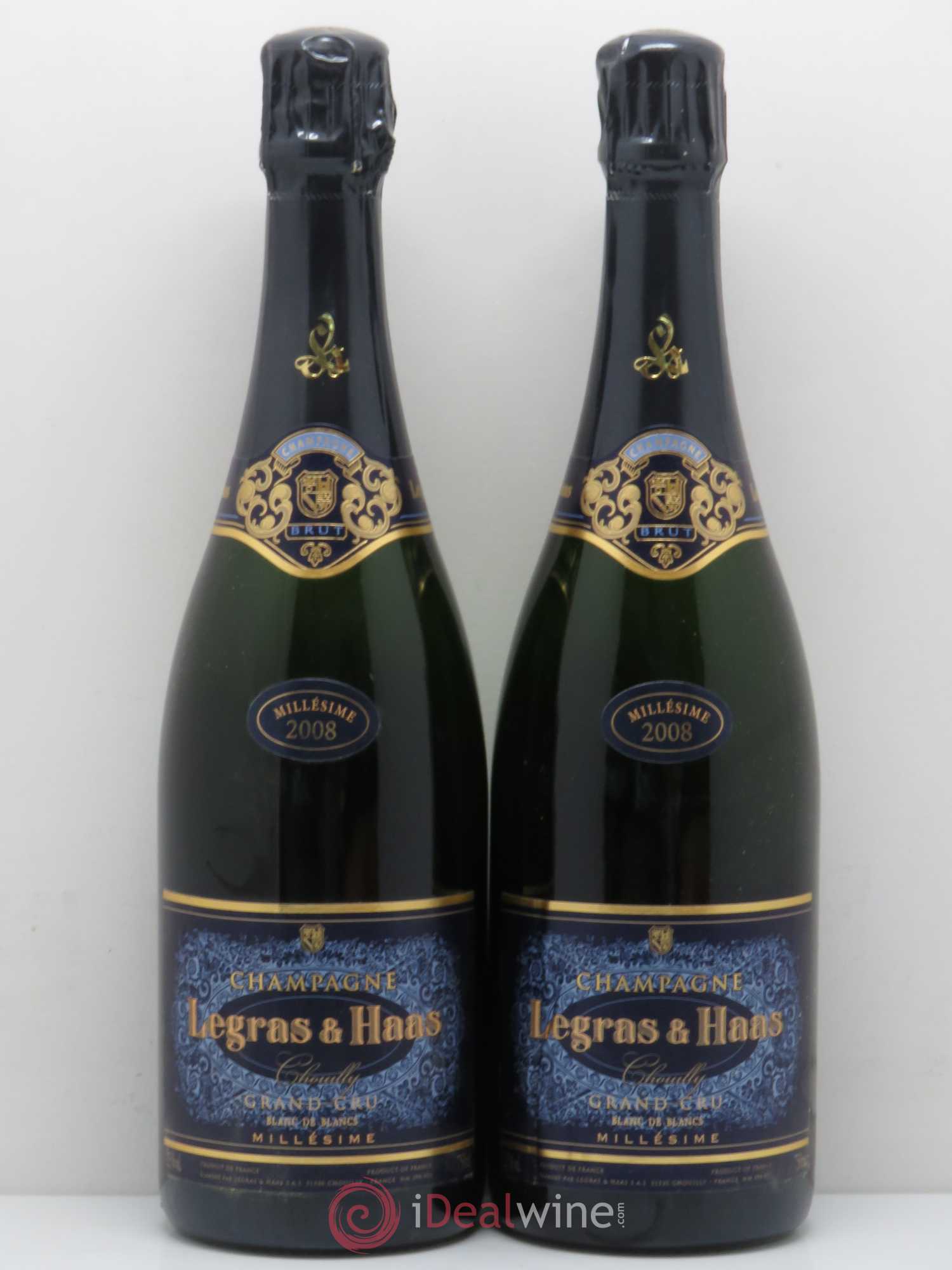 Champagne Legras & Haas Blanc de Blanc Grand Cru 2008 - Posten von 2 Flaschen - 0