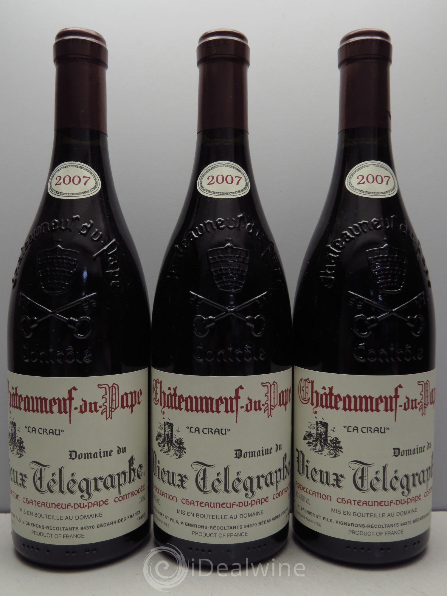 Châteauneuf-du-Pape Vieux Télégraphe (Domaine du) Vignobles Brunier 2007 - Lot de 3 bouteilles - 0
