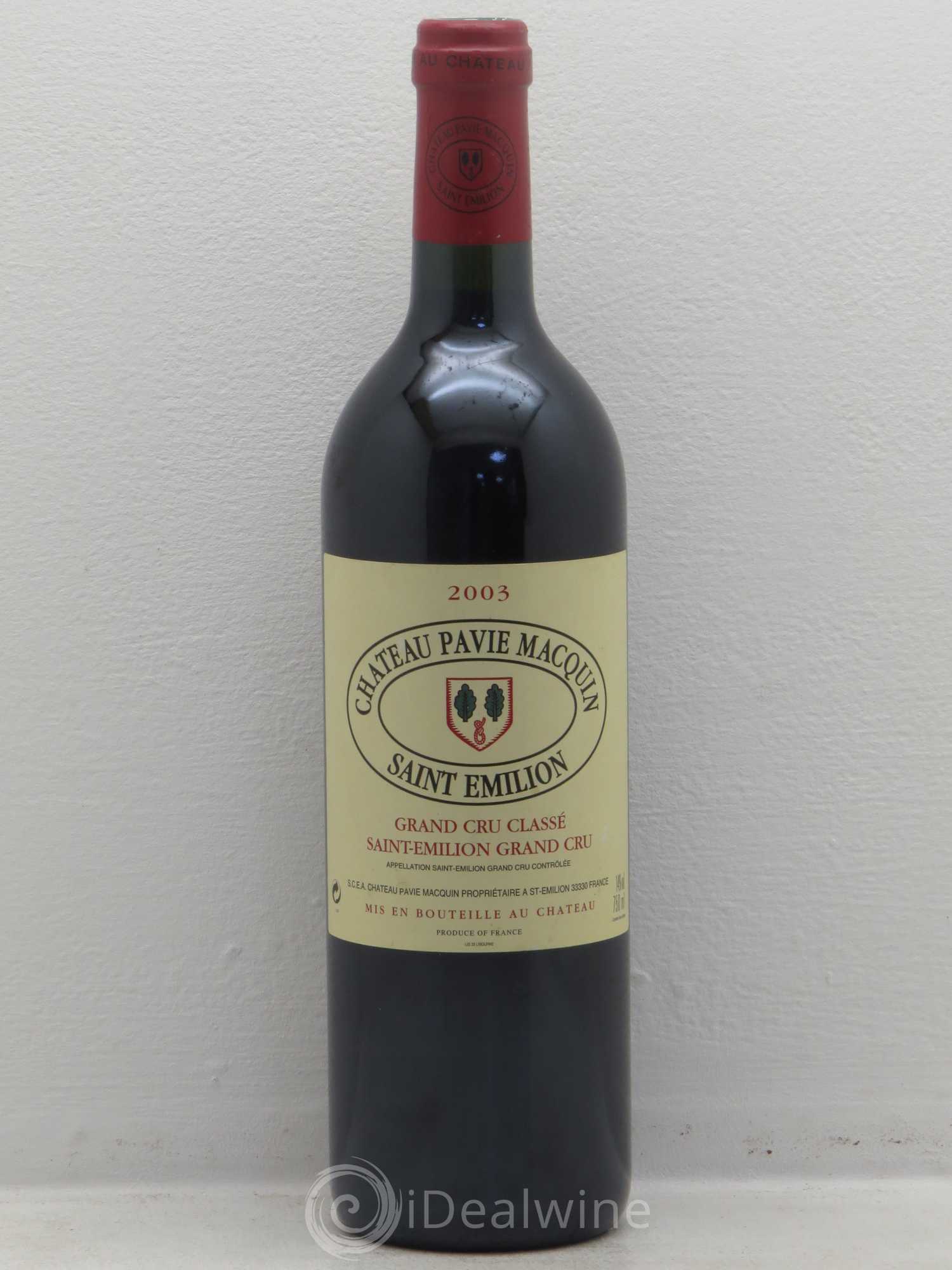 Château Pavie Macquin 1er Grand Cru Classé B 2003 - Lot de 1 bouteille - 0