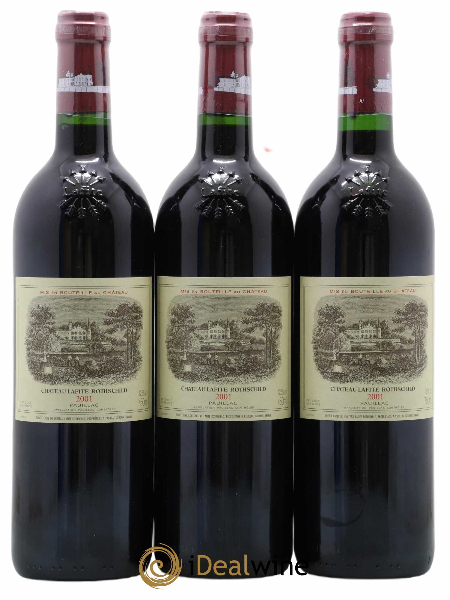 Château Lafite Rothschild 1er Grand Cru Classé 2001 - Lot de 3 bouteilles - 0
