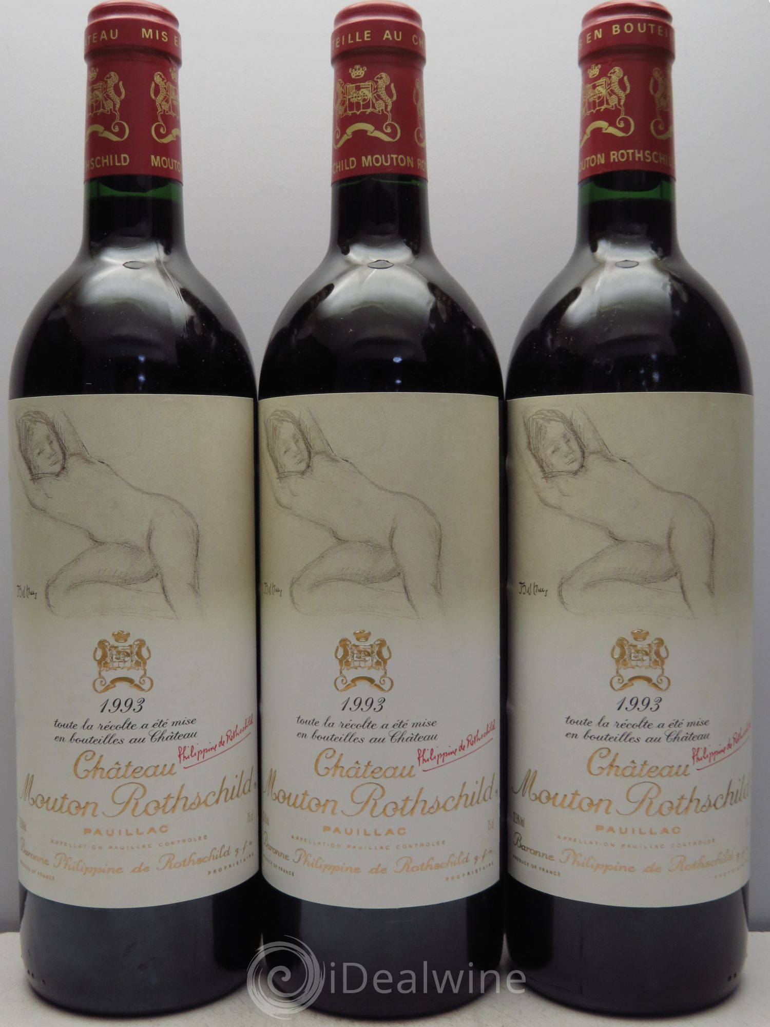 Château Mouton Rothschild 1er Grand Cru Classé 1993 - Lot de 3 bouteilles - 0