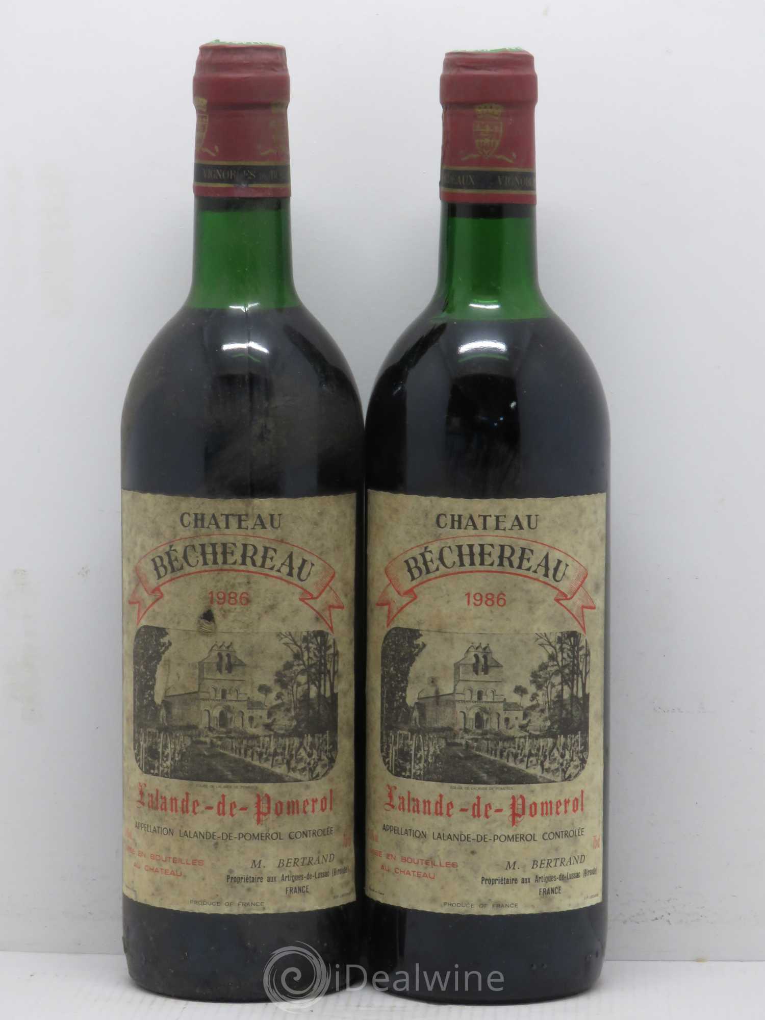 Bordeaux Château Bèchereau Lalande de Pomerol 1986 - Lot de 4 bouteilles - 1