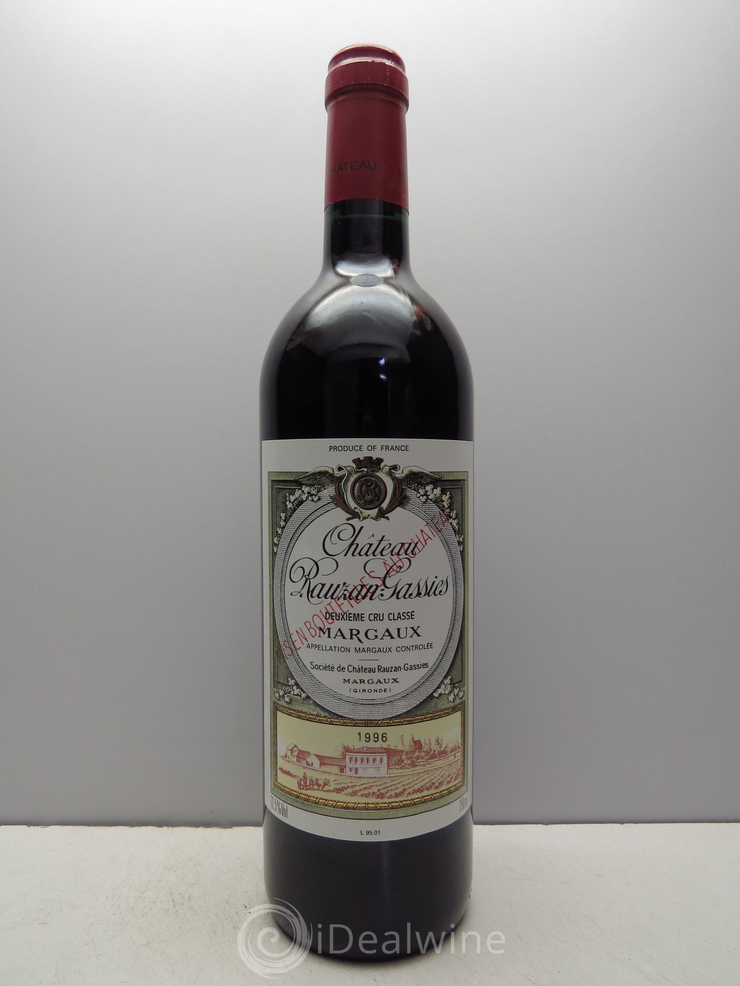 Château Rauzan-Gassies 2ème Grand Cru Classé 1996 - Lot de 1 bouteille - 0