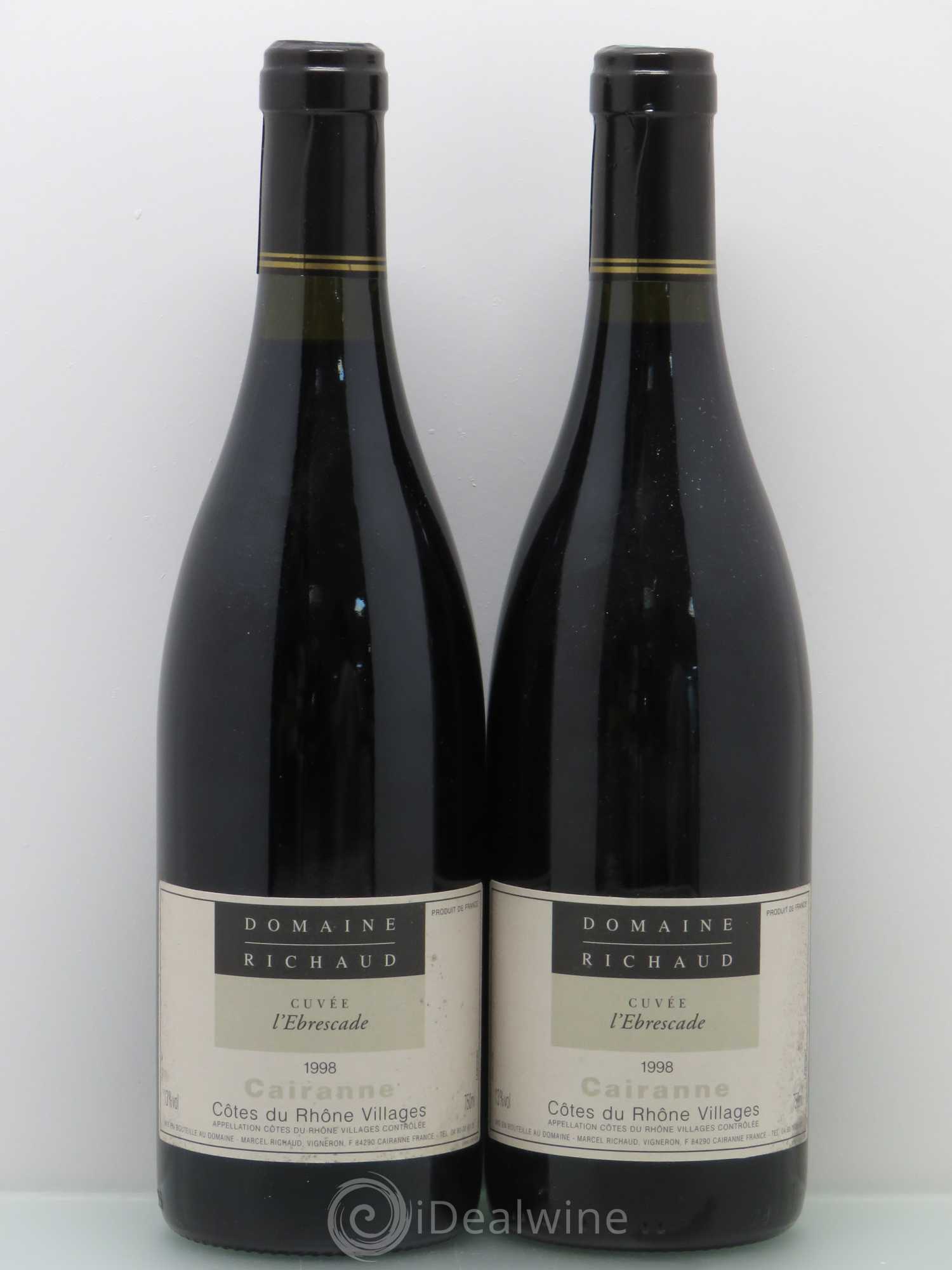 Cairanne Ebrescade Marcel Richaud 1998 - Lot de 2 bouteilles - 0