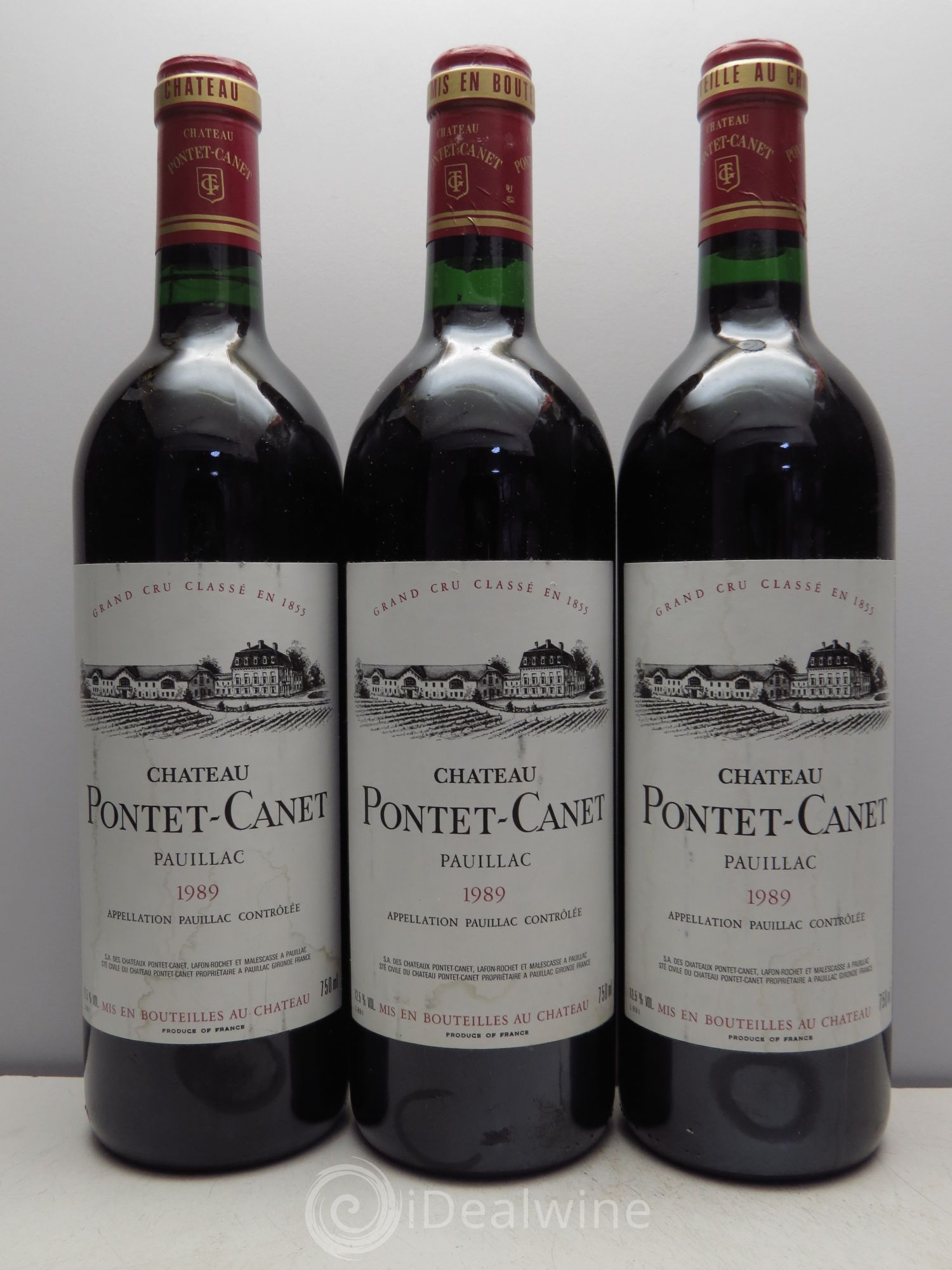 Château Pontet Canet 5ème Grand Cru Classé 1989 - Lot de 3 bouteilles - 0