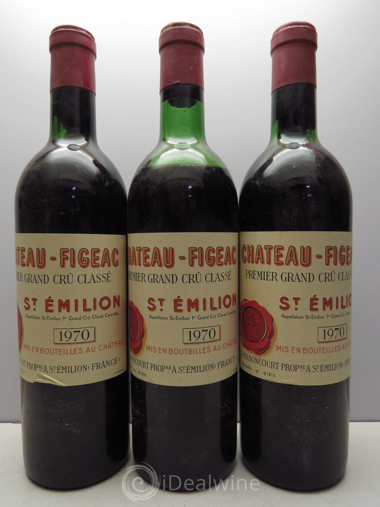 Château Figeac 1er Grand Cru Classé A 1970 - Lot de 3 bouteilles - 0