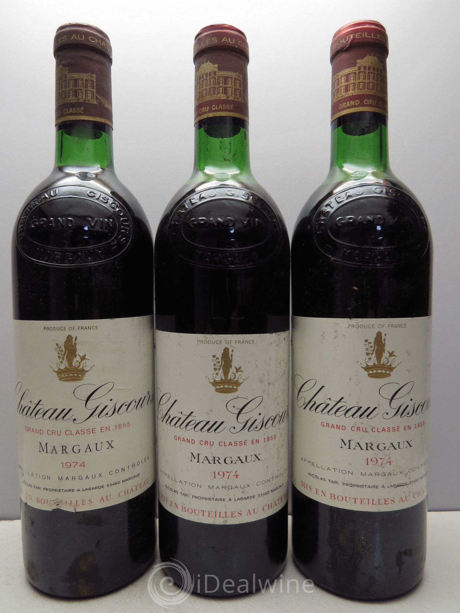 Château Giscours 3ème Grand Cru Classé 1974 - Lot de 3 bouteilles - 0