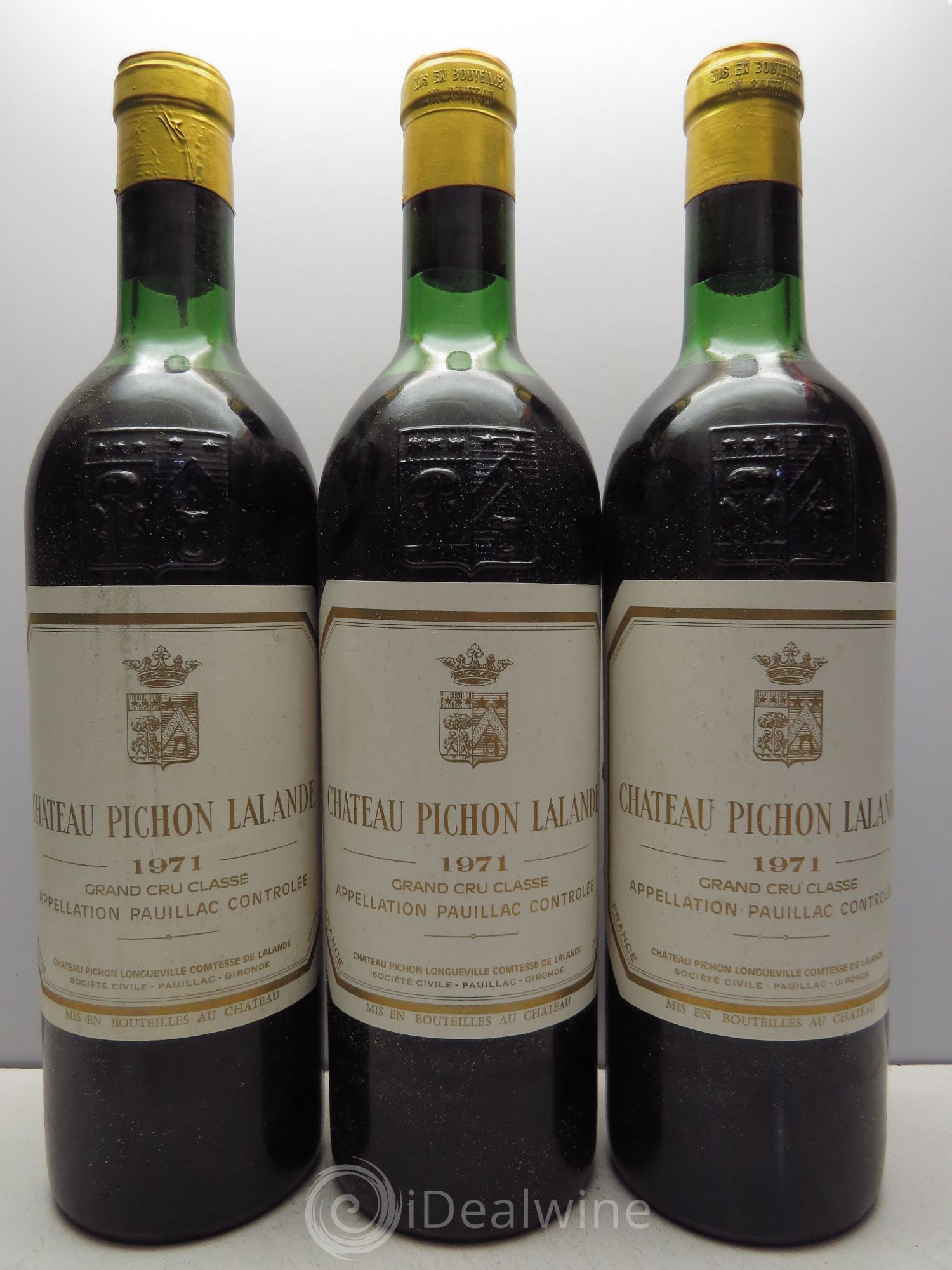 Château Pichon Longueville Comtesse de Lalande 2ème Grand Cru Classé 1971 - Lot de 3 bouteilles - 0