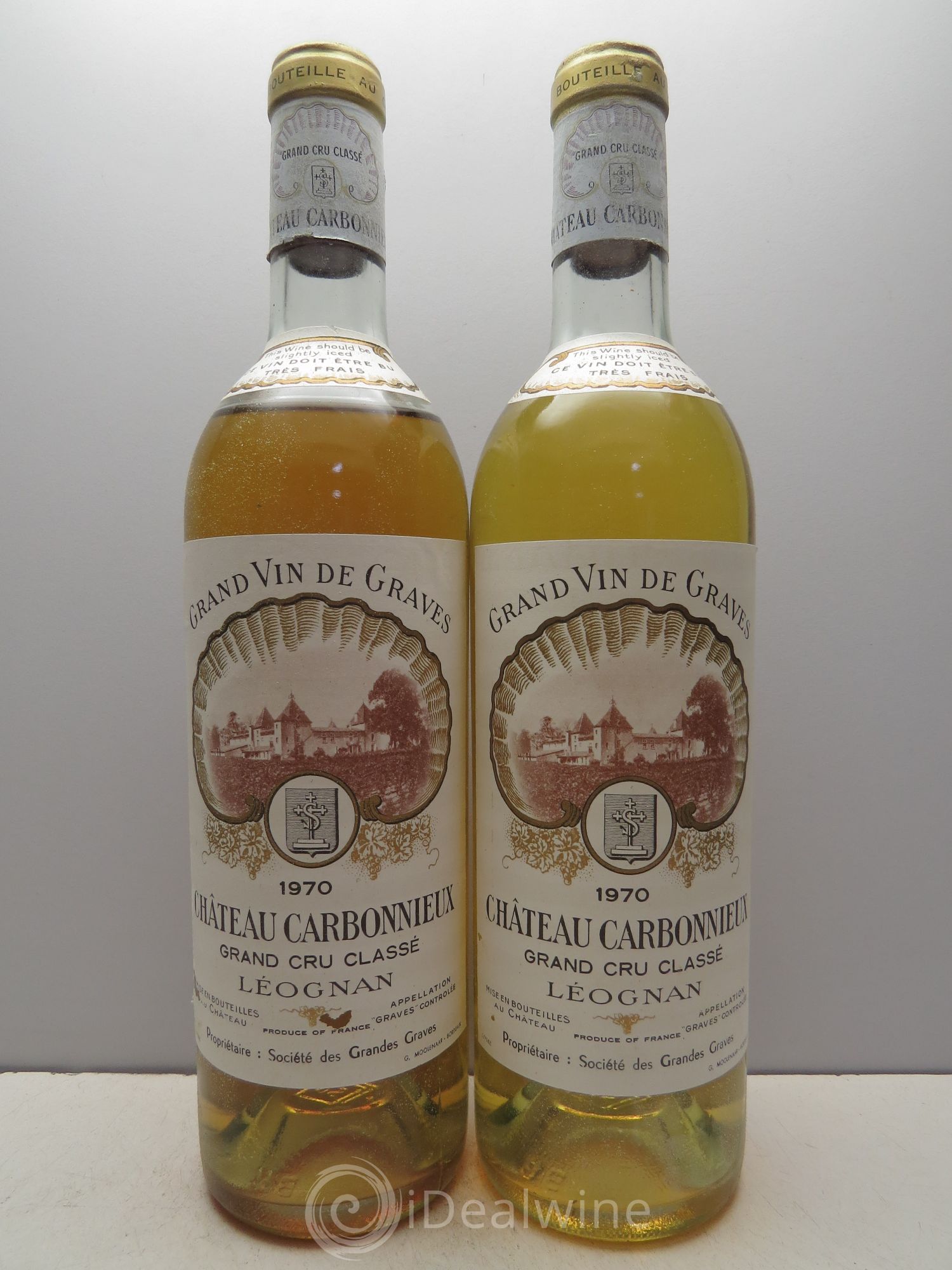 Château Carbonnieux Cru Classé de Graves 1970 - Lot de 2 bouteilles - 0