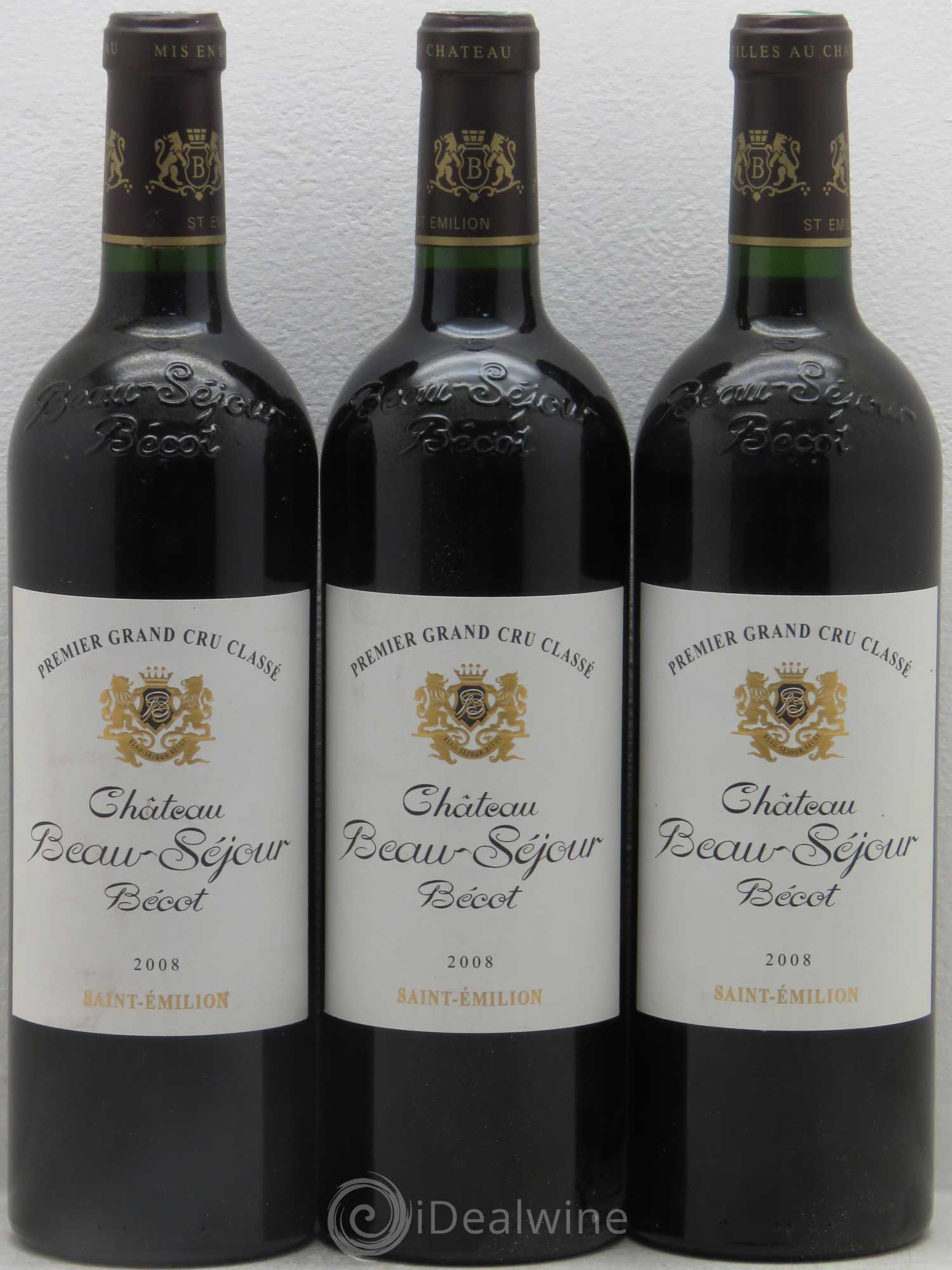 Château Beau-Séjour Bécot 1er Grand Cru Classé B 2008 - Lot de 3 bouteilles - 0