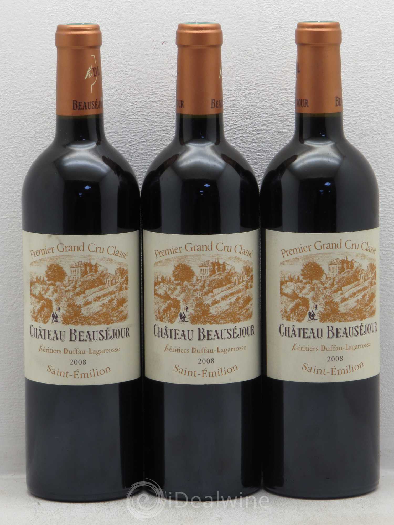 Château Beauséjour (Duffau-Lagarrosse) 1er Grand Cru Classé B 2008 - Lot de 3 bouteilles - 0