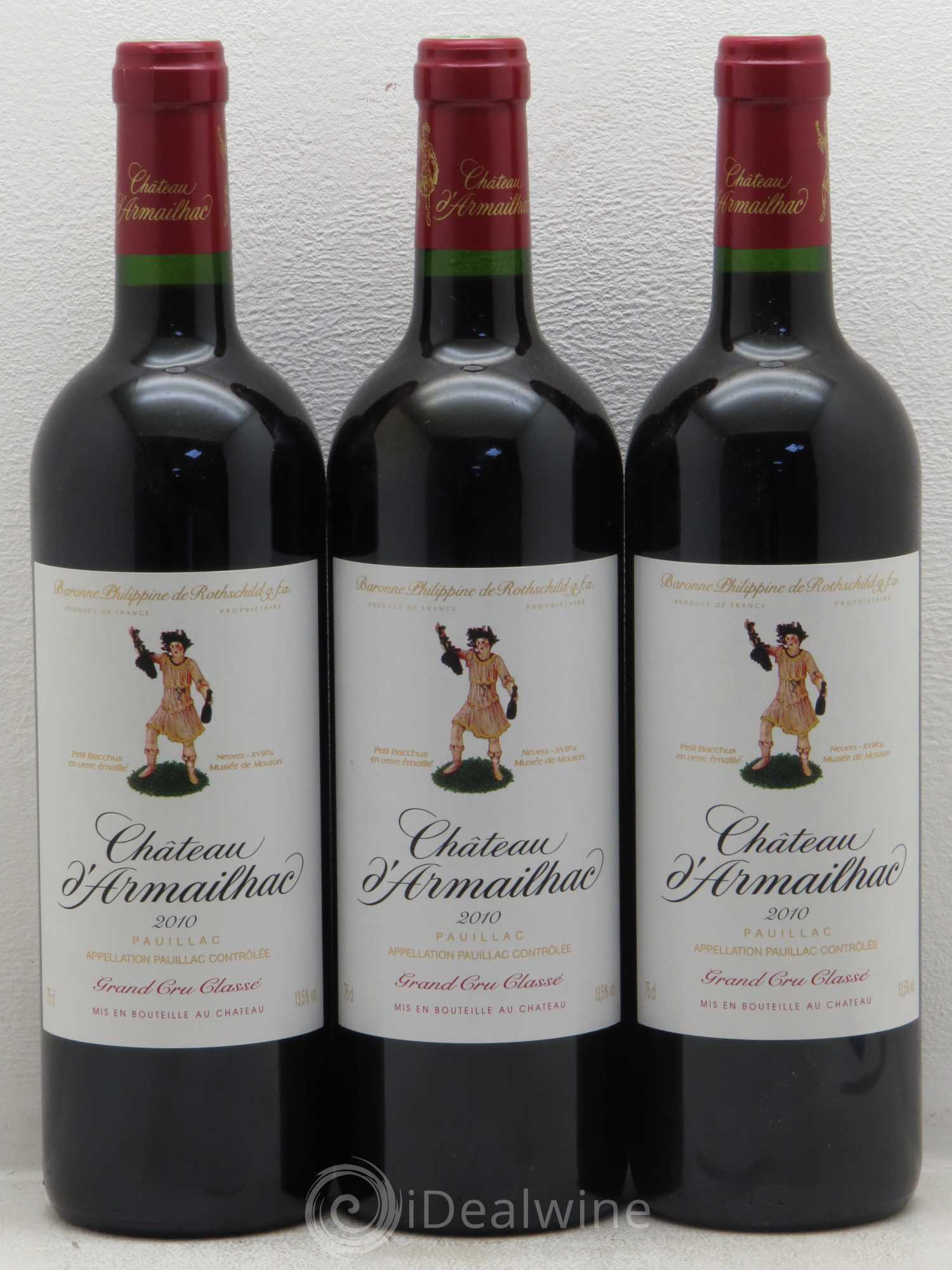 Château d' Armailhac - Mouton Baron(ne) Philippe 5ème Grand Cru Classé 2010 - Lot de 3 bouteilles - 0