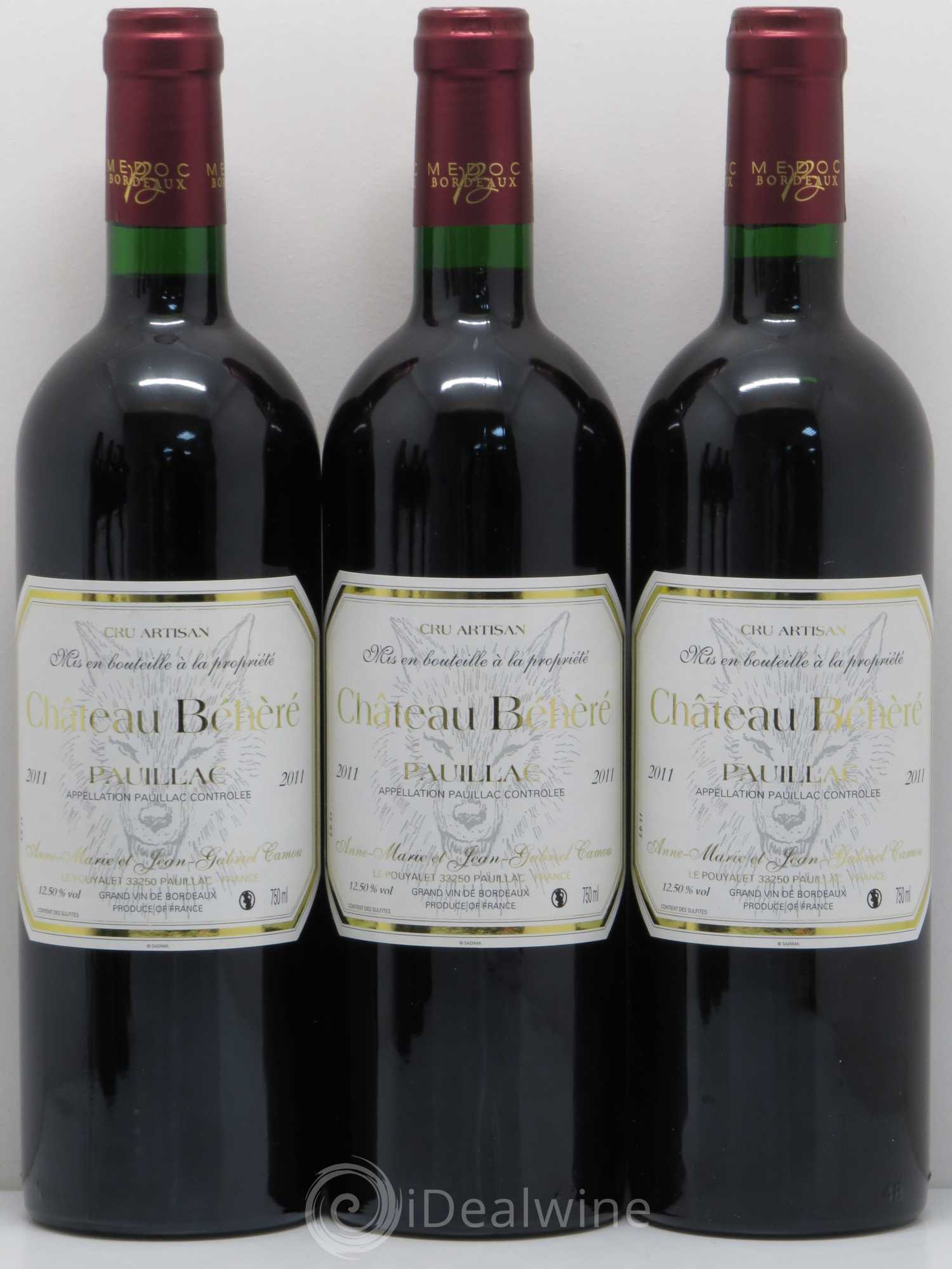 Pauillac Château Béhèré 2011 - Lot de 6 bouteilles - 1