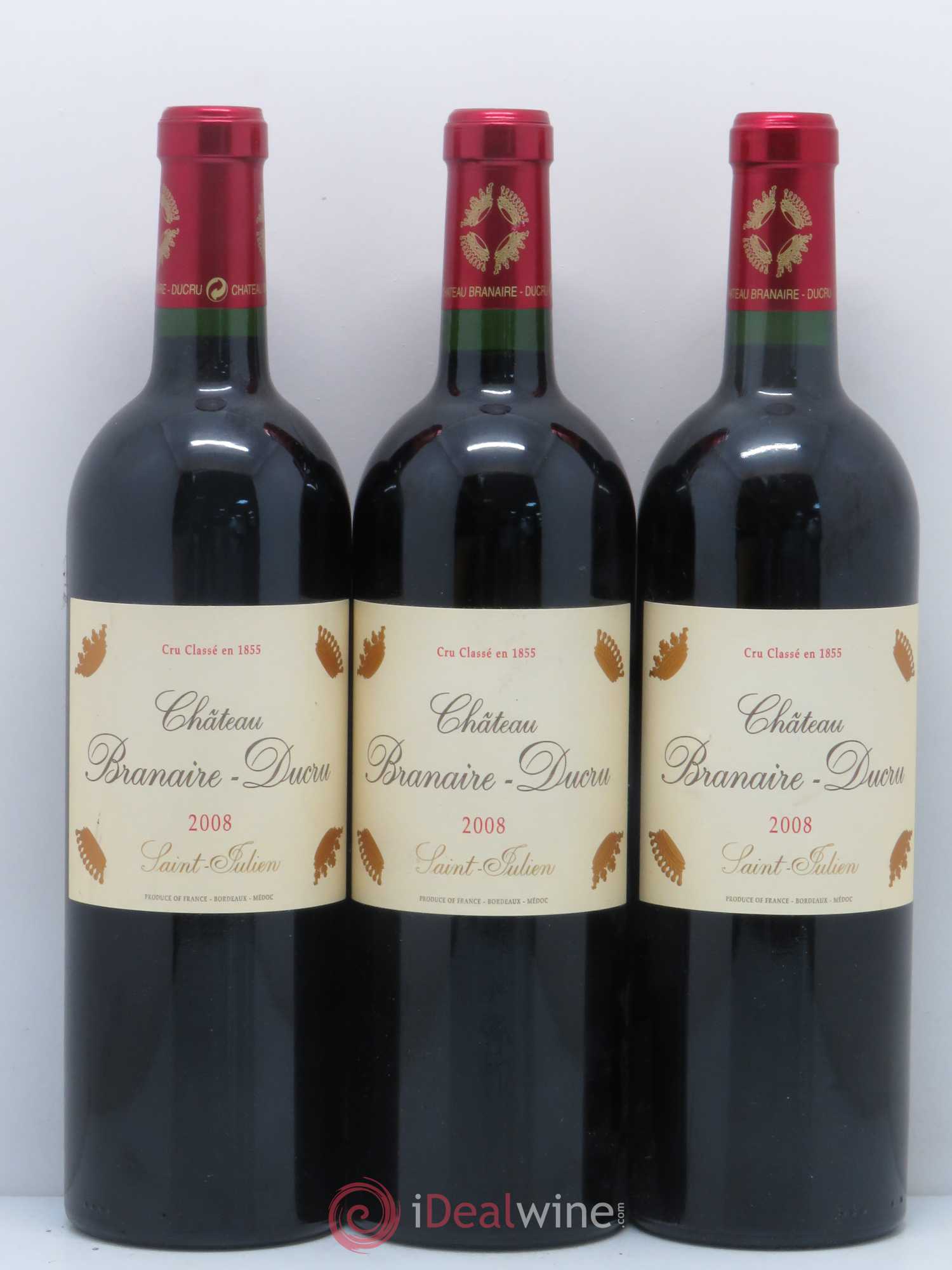 Château Branaire Ducru 4ème Grand Cru Classé 2008 - Lot de 3 bouteilles - 0