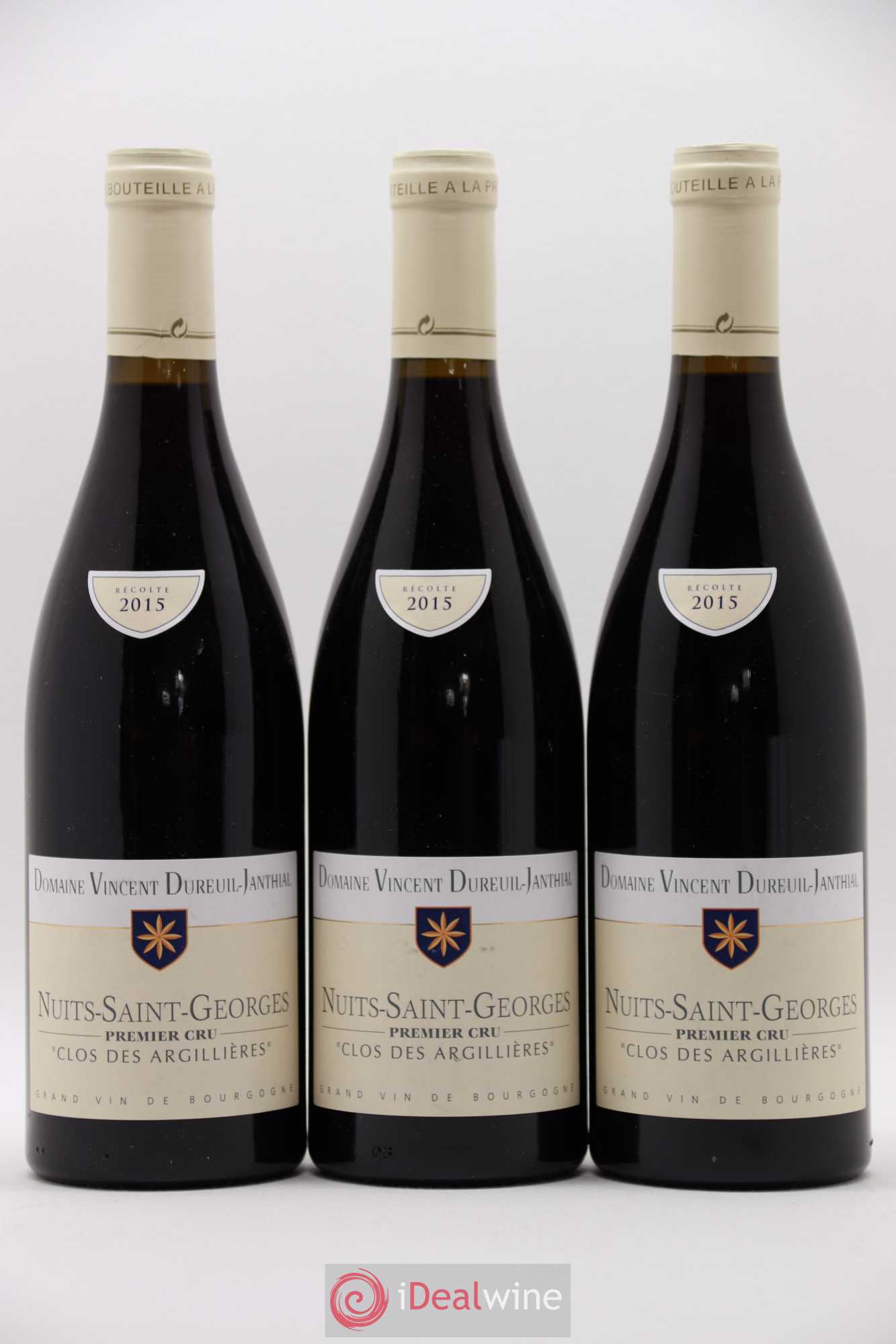 Nuits-Saint-Georges 1er Cru Clos des Argillieres Domaine Vincent Dureuil Janthial 2015 - Posten von 3 Flaschen - 0