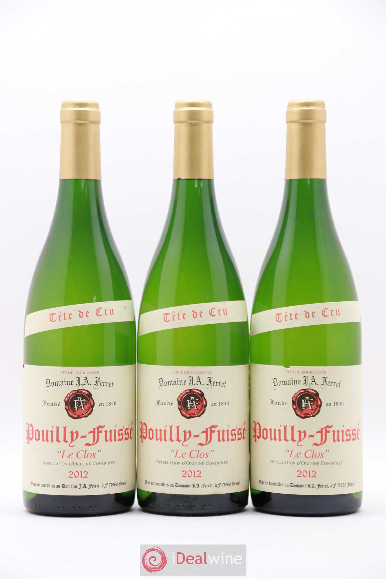 Pouilly-Fuissé Tête de Cru Le Clos J.A. Ferret (Domaine) 2012 - Lot de 3 bouteilles - 0