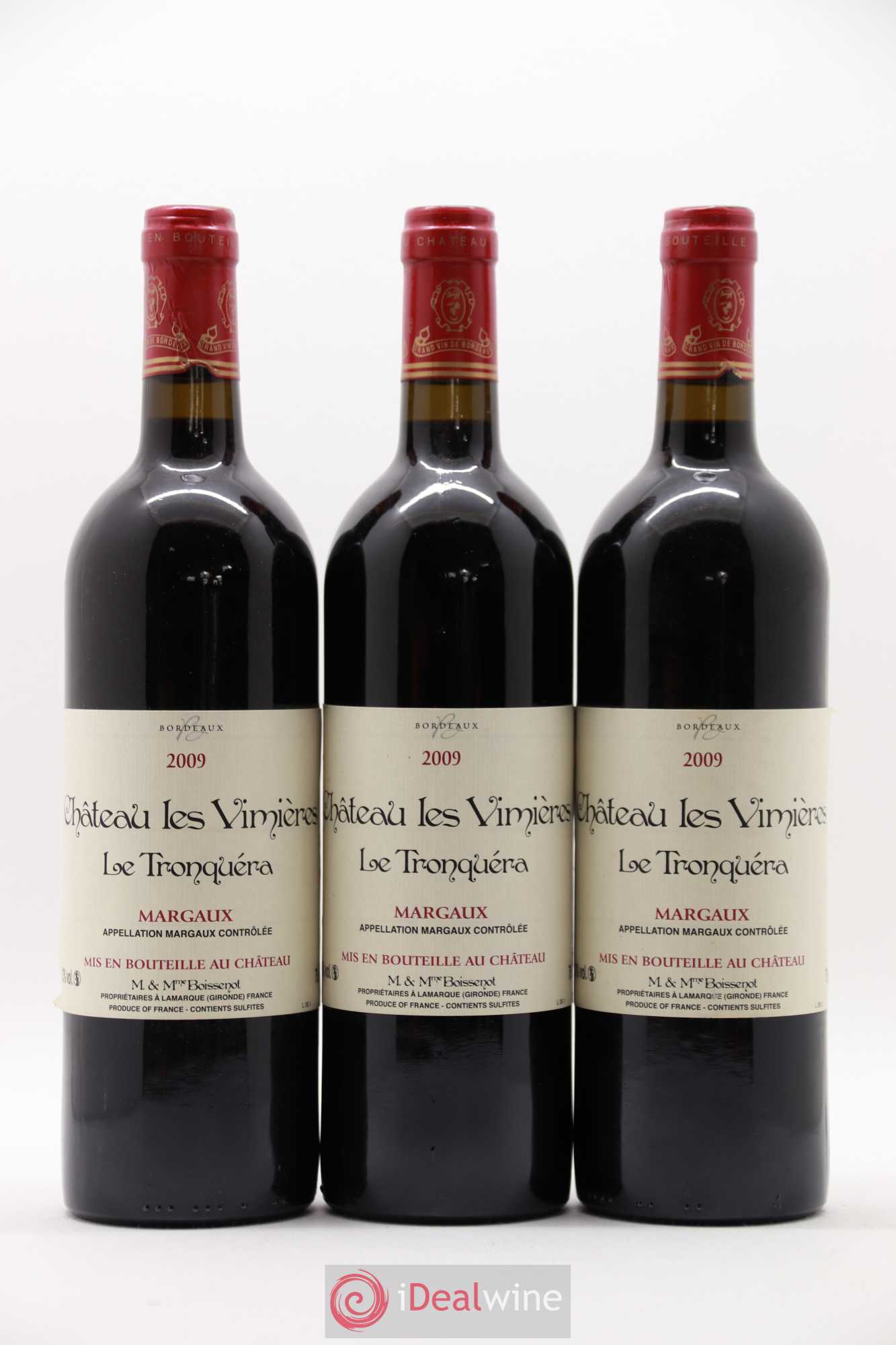 Bordeaux Margaux Le Tronquera Château Les Vimieres 2009 - Posten von 3 Flaschen - 0