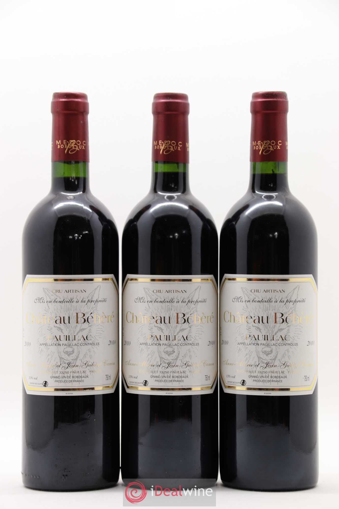Pauillac Château Beheré 2010 - Lot de 12 bouteilles - 1